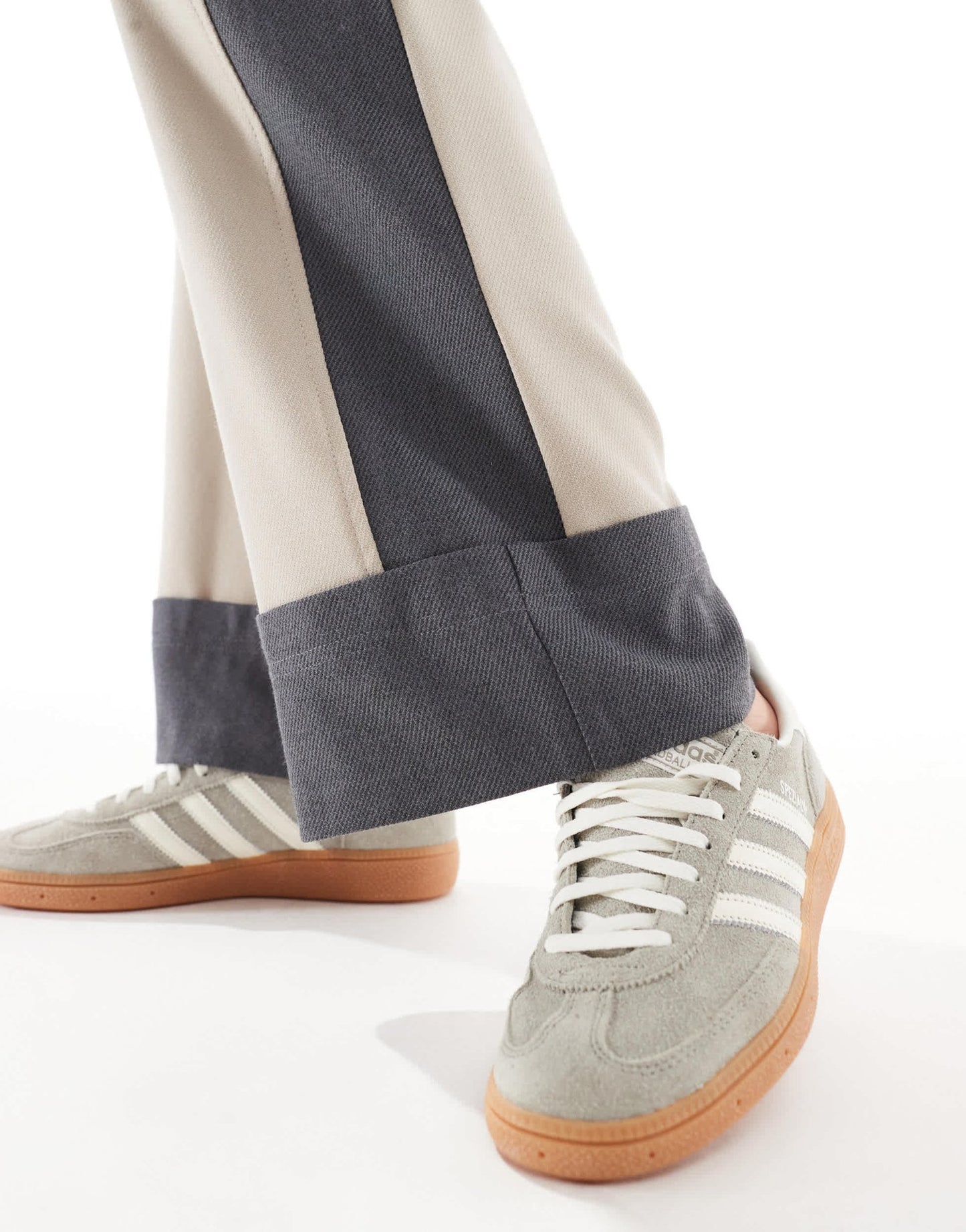 ASOS DESIGN contrast panel turn up trousers in camel - ASOS Sample Sale