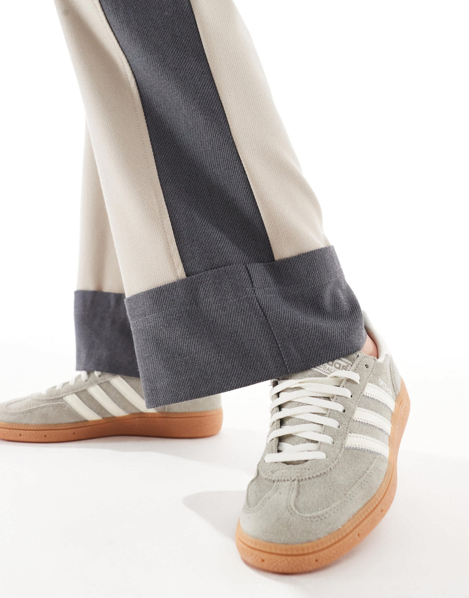 ASOS DESIGN contrast panel turn up trousers in camel - ASOS Sample Sale