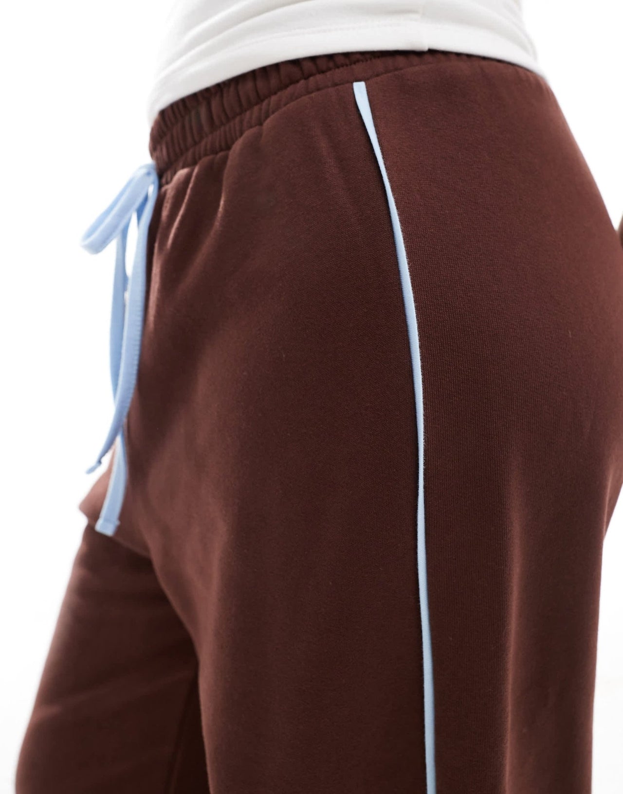 ASOS DESIGN contrast side stripe wide leg jogger in brown - ASOS Sample Sale