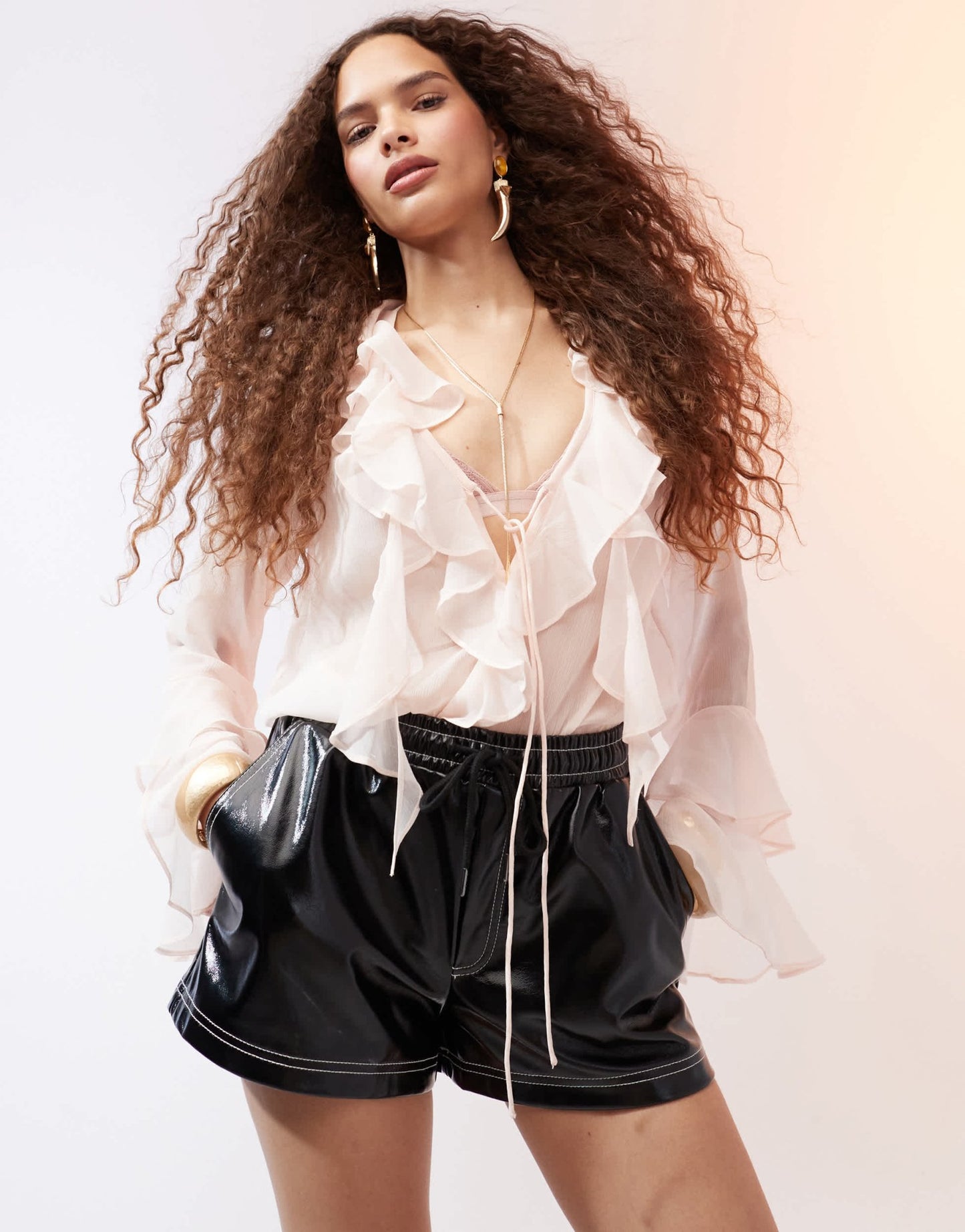 ASOS DESIGN contrast stitch vinyl short in black - ASOS Sample Sale