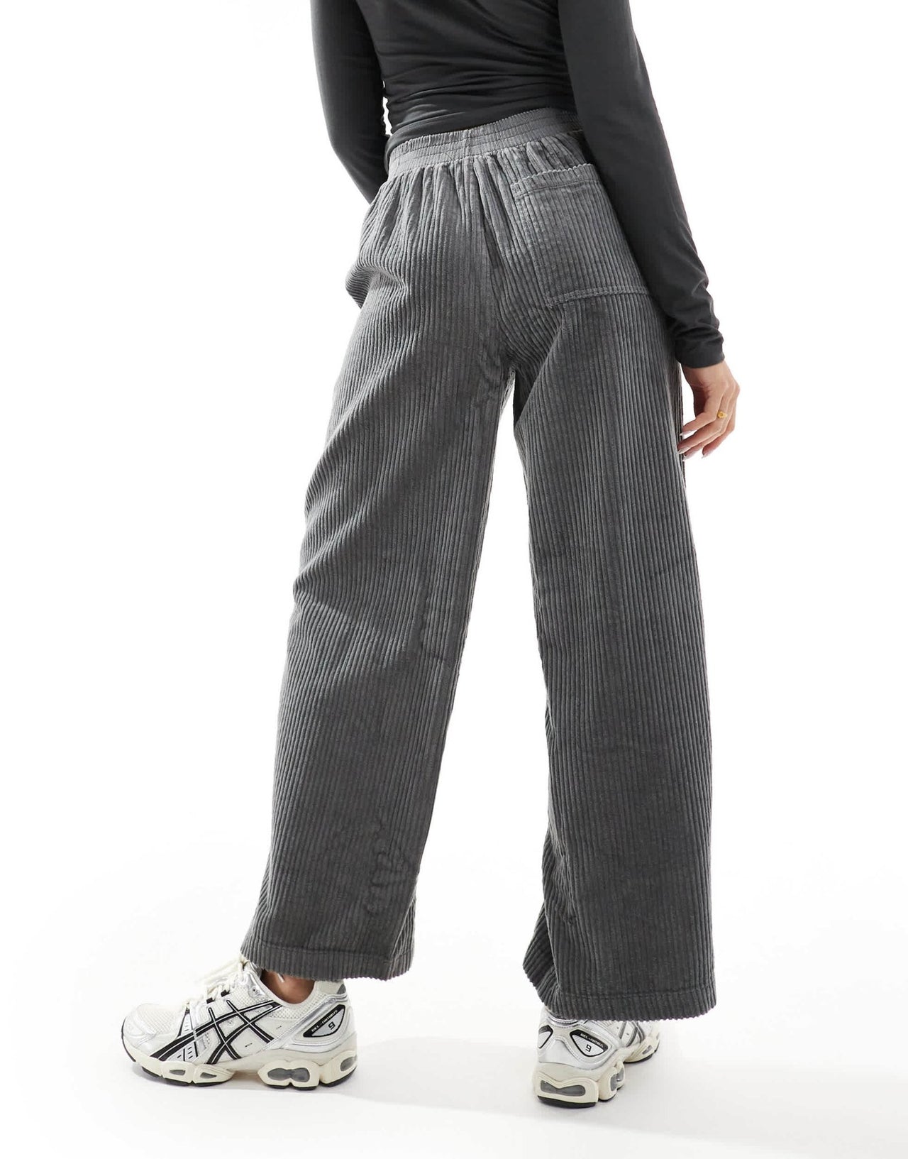 ASOS DESIGN cord barrel trousers in charcoal - ASOS Sample Sale