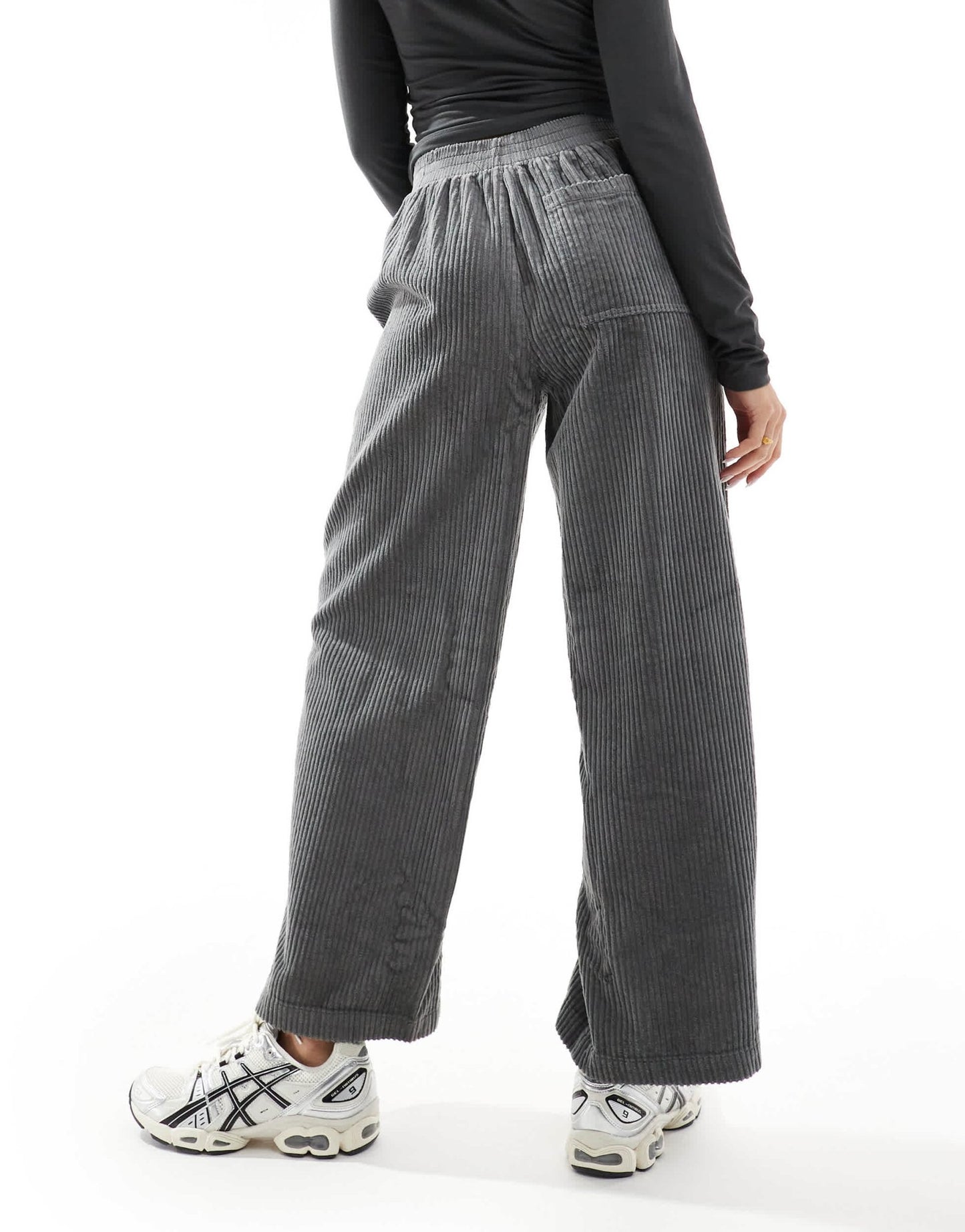 ASOS DESIGN cord barrel trousers in charcoal - ASOS Sample Sale
