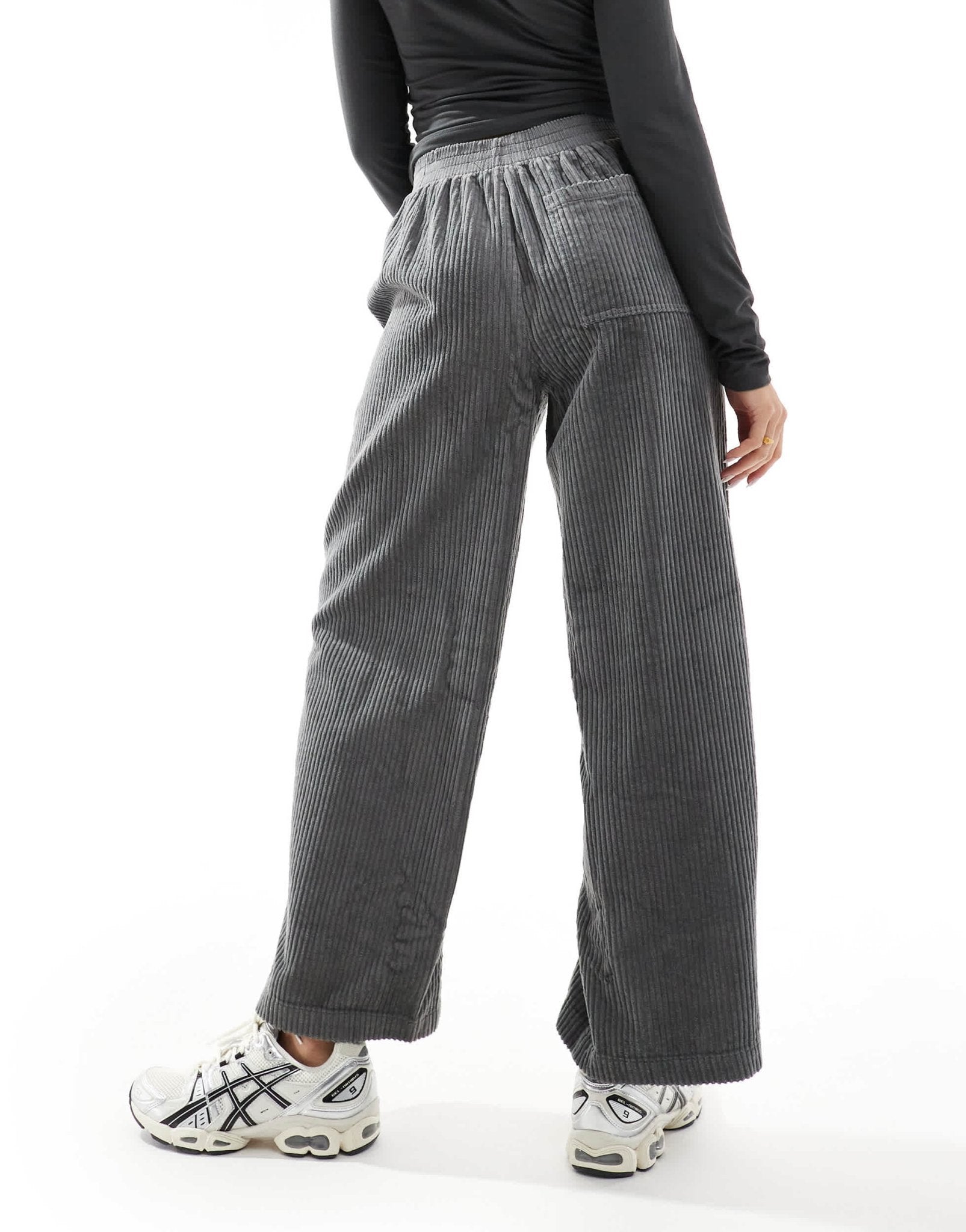 ASOS DESIGN cord barrel trousers in charcoal - ASOS Sample Sale