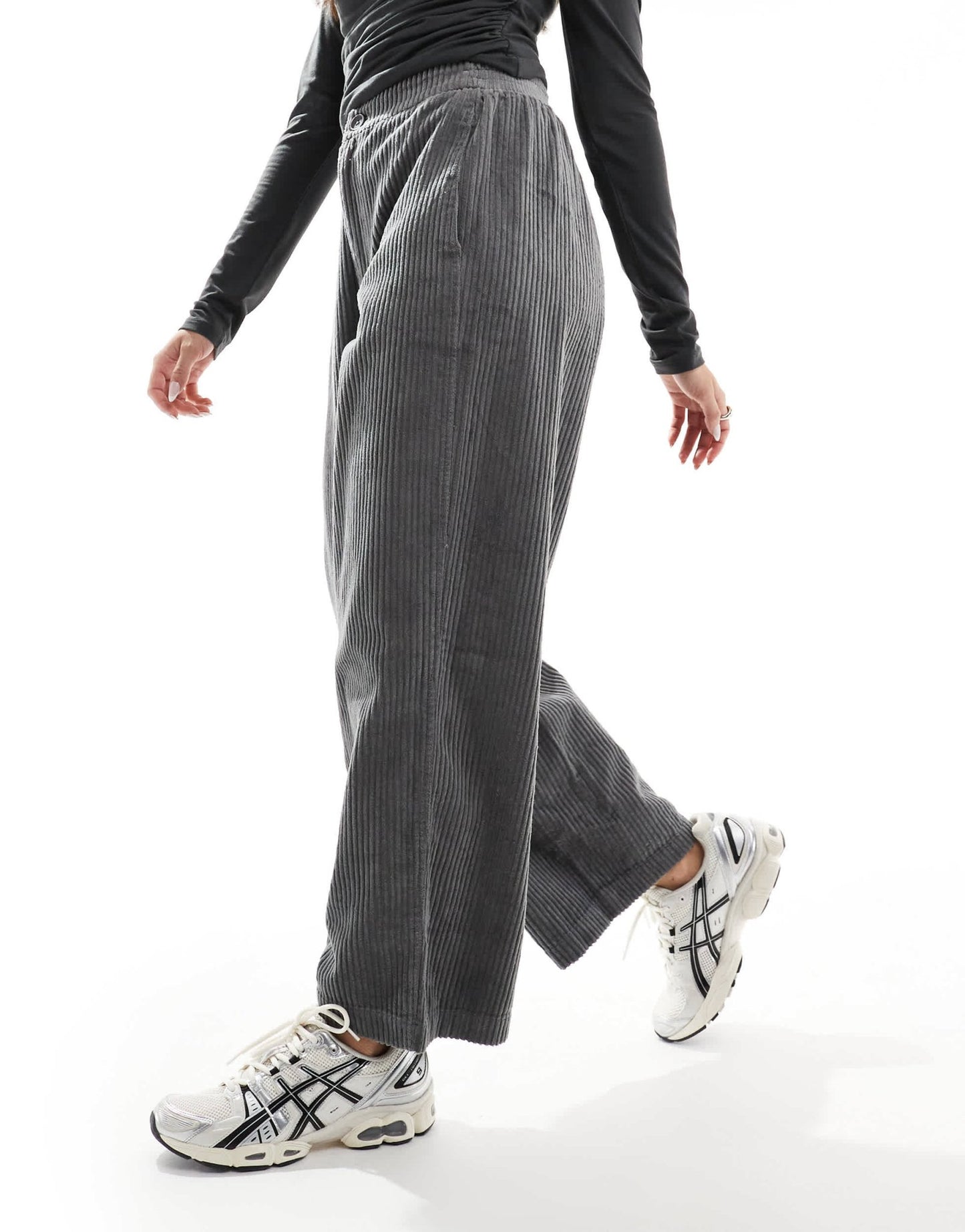 ASOS DESIGN cord barrel trousers in charcoal - ASOS Sample Sale