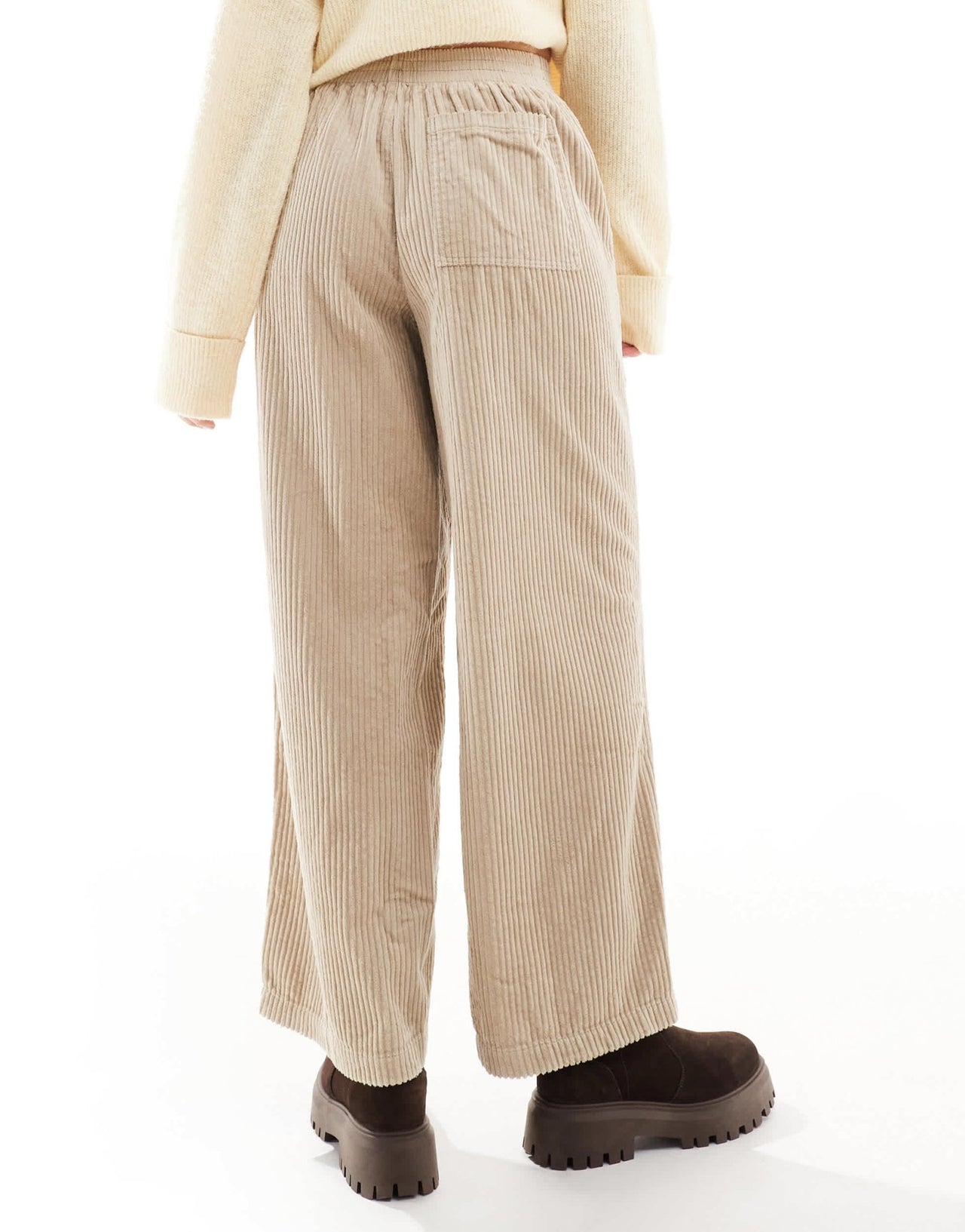 ASOS DESIGN cord barrel trousers in stone - ASOS Sample Sale