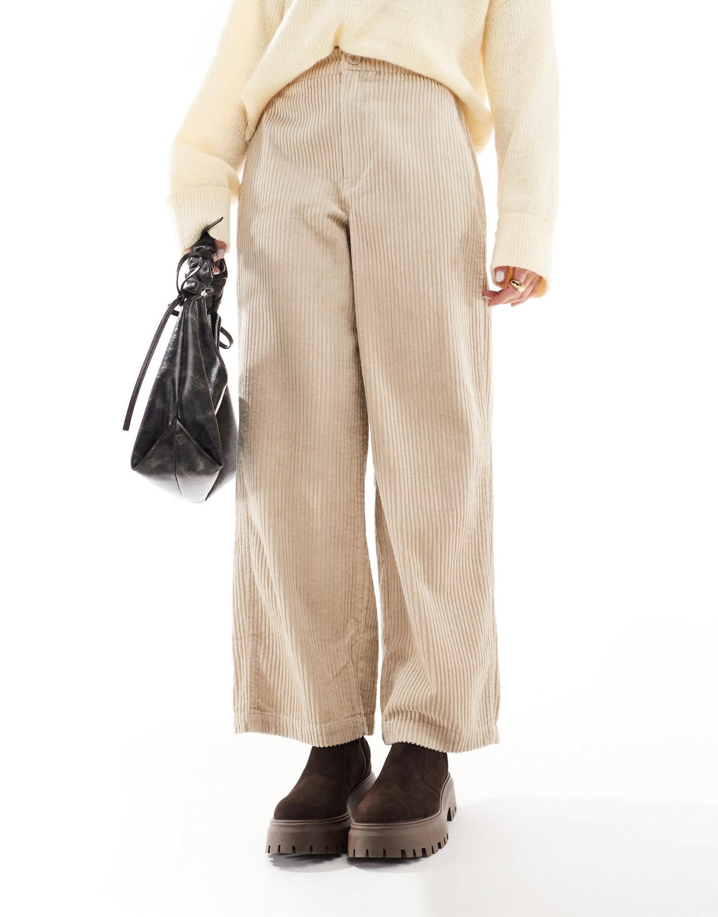 ASOS DESIGN cord barrel trousers in stone - ASOS Sample Sale