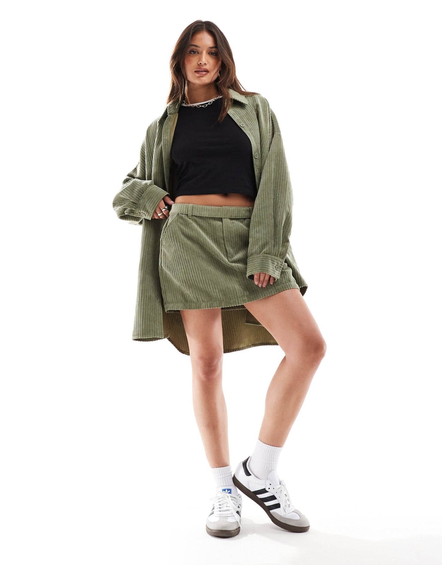 ASOS DESIGN cord belted micro mini skirt co - ord in olive - ASOS Sample Sale