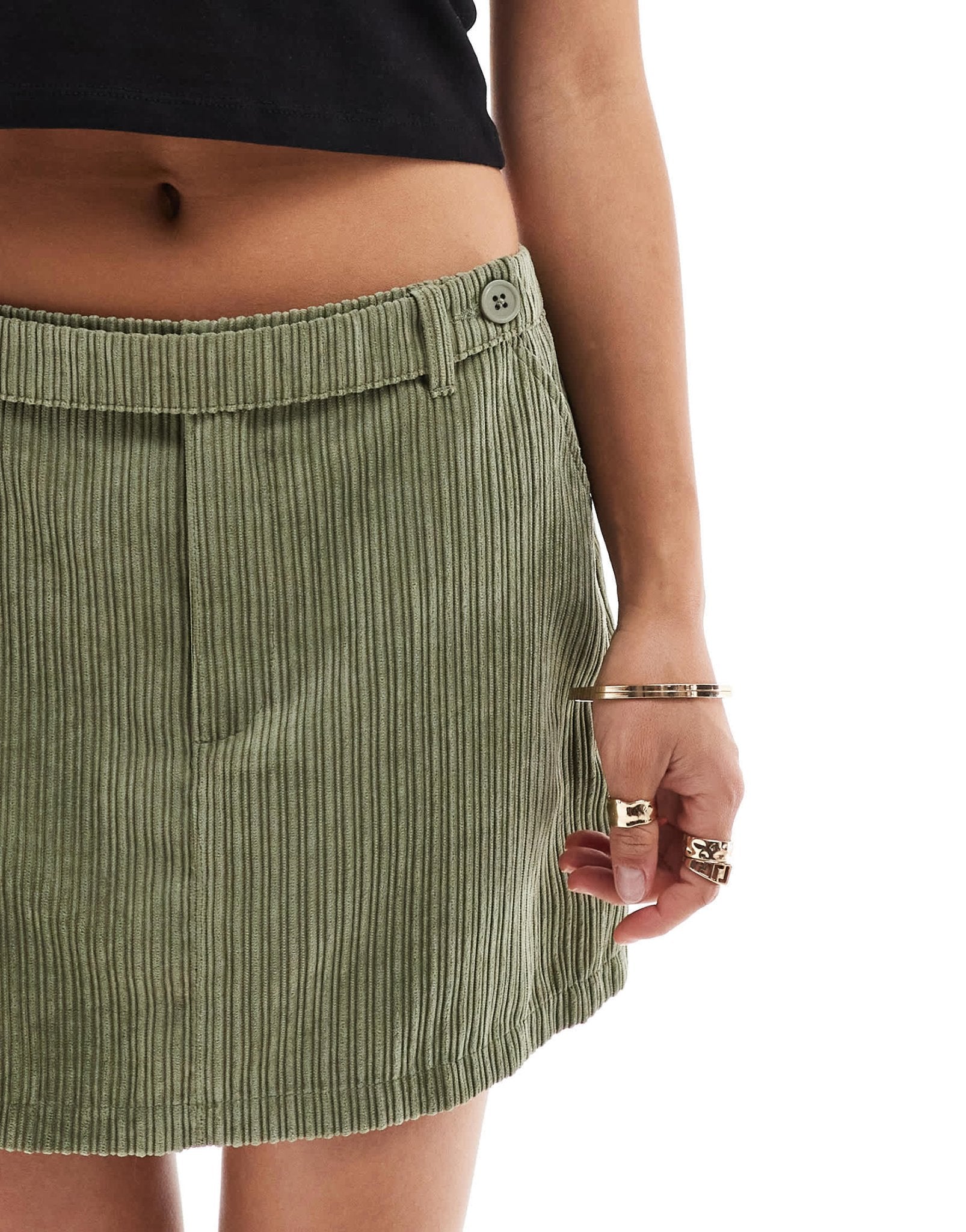 ASOS DESIGN cord belted micro mini skirt co - ord in olive - ASOS Sample Sale