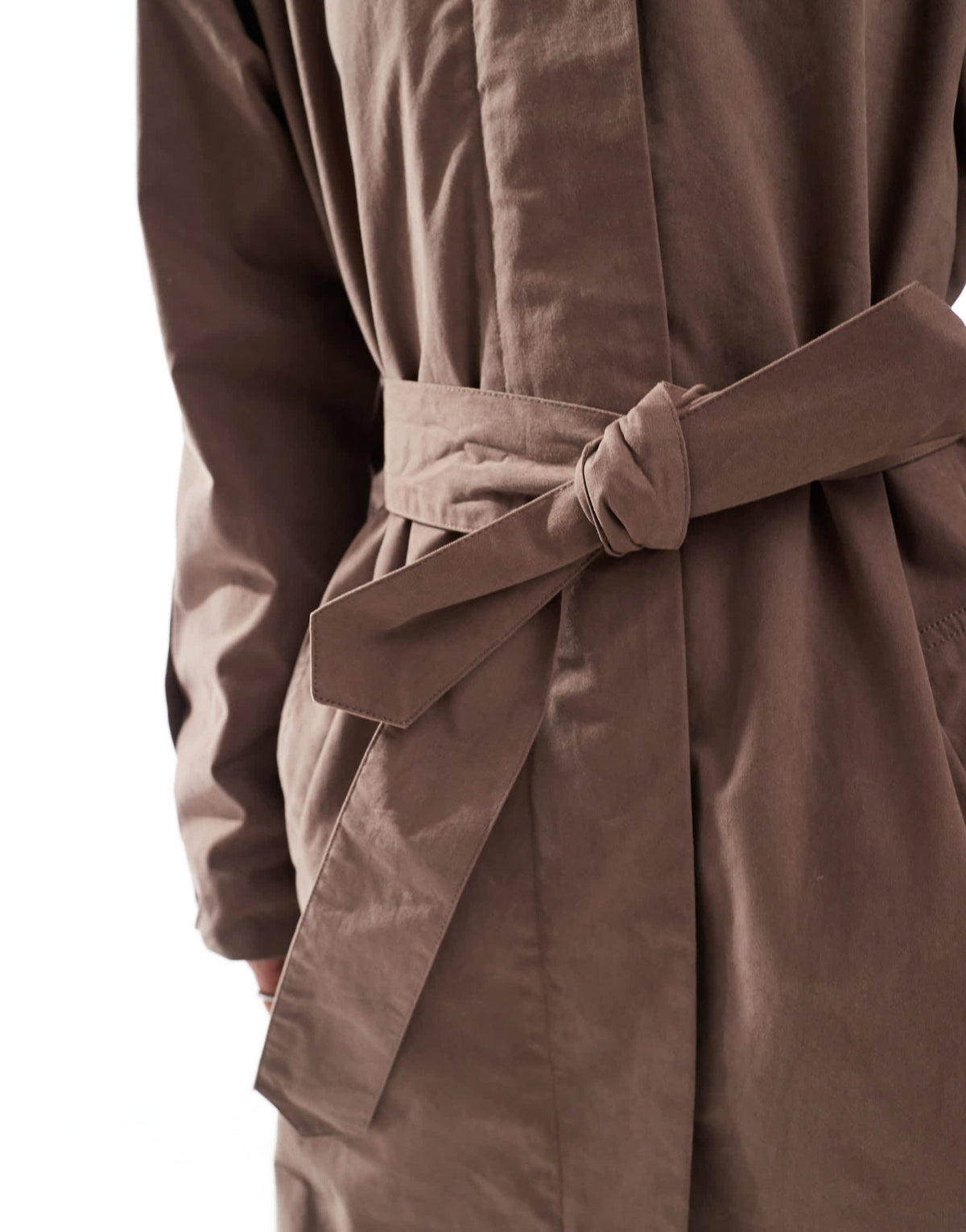 ASOS DESIGN cord collar trench coat in brown - ASOS Sample Sale
