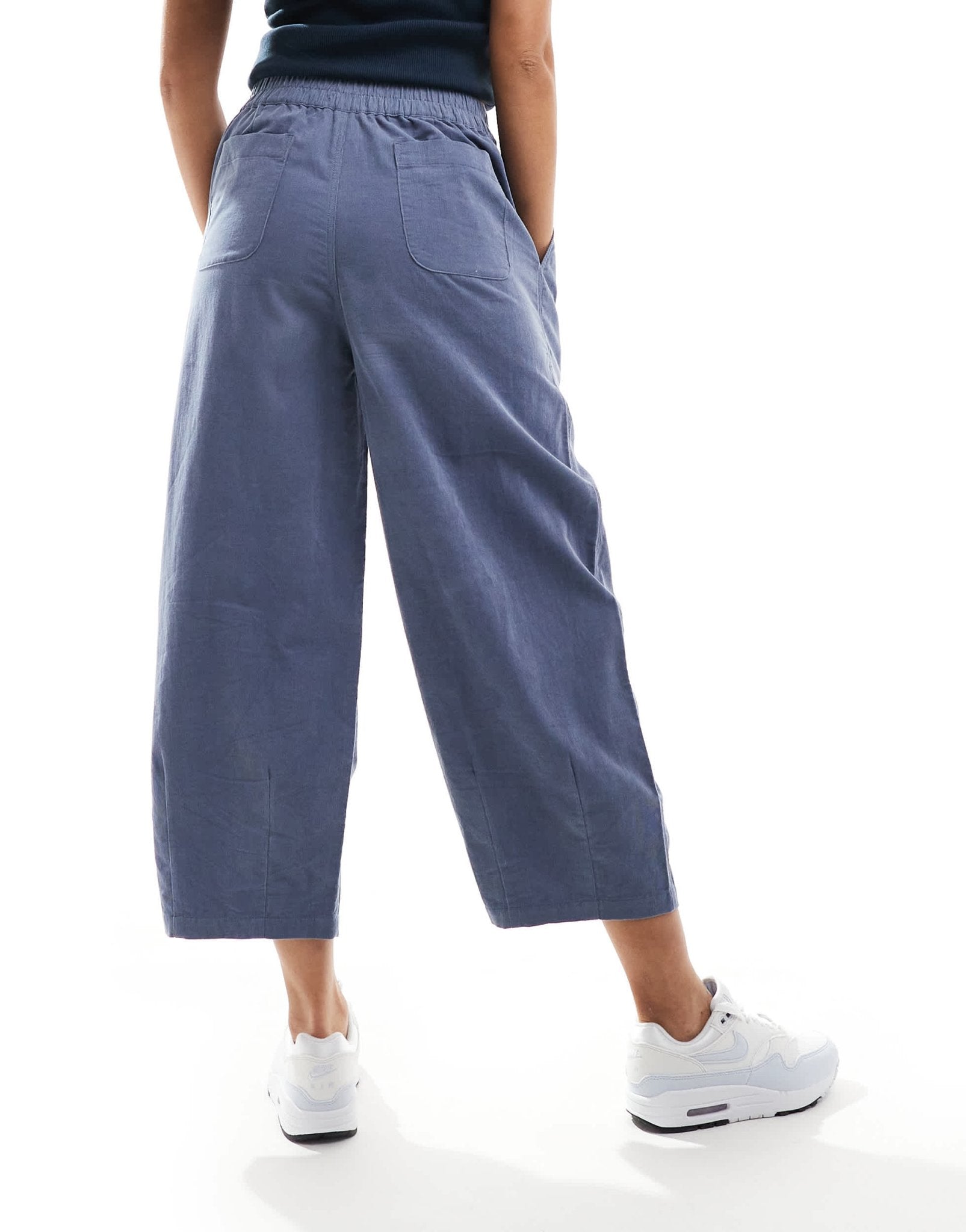 ASOS DESIGN cord cropped balloon trousers in blue - ASOS Sample Sale