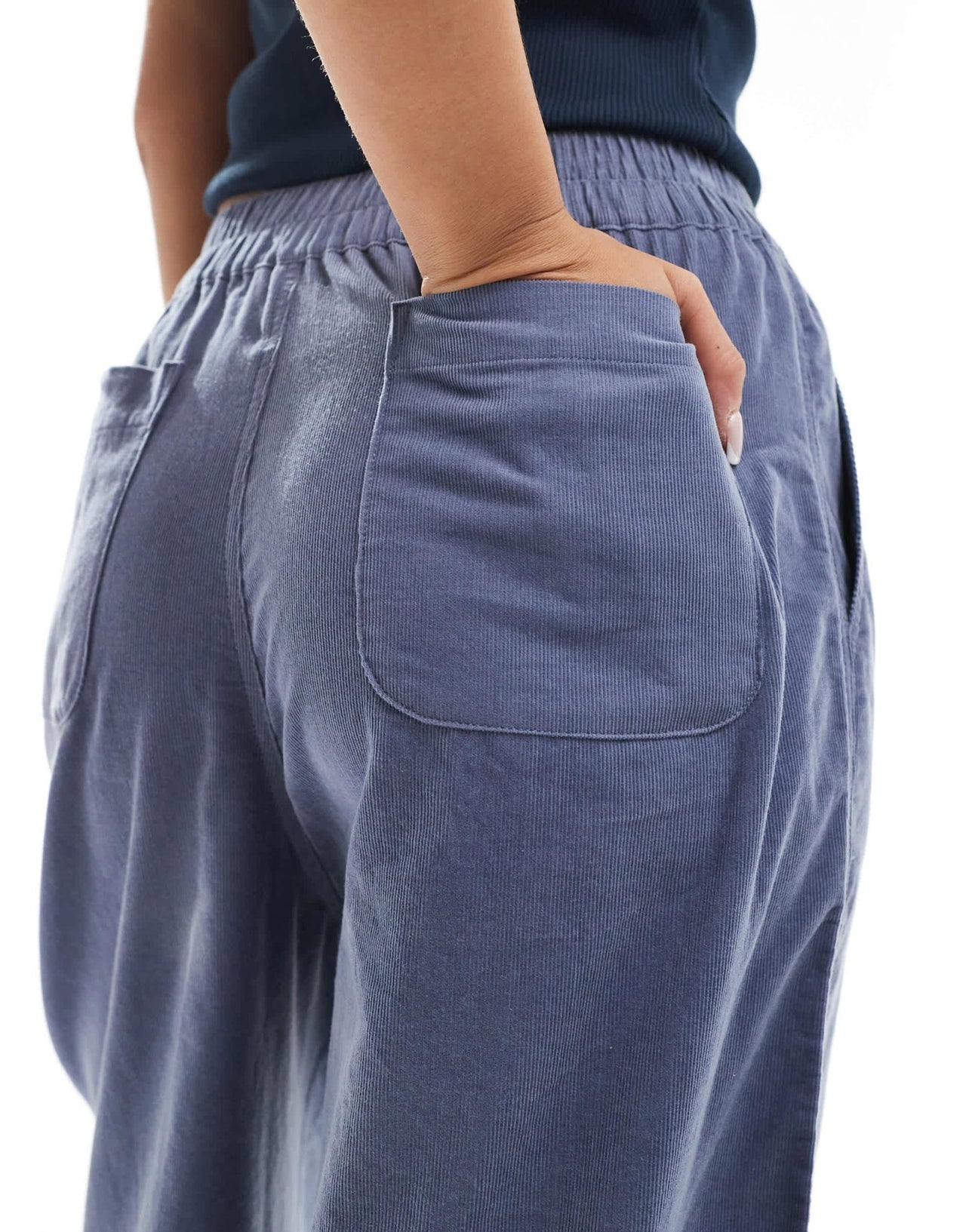 ASOS DESIGN cord cropped balloon trousers in blue - ASOS Sample Sale