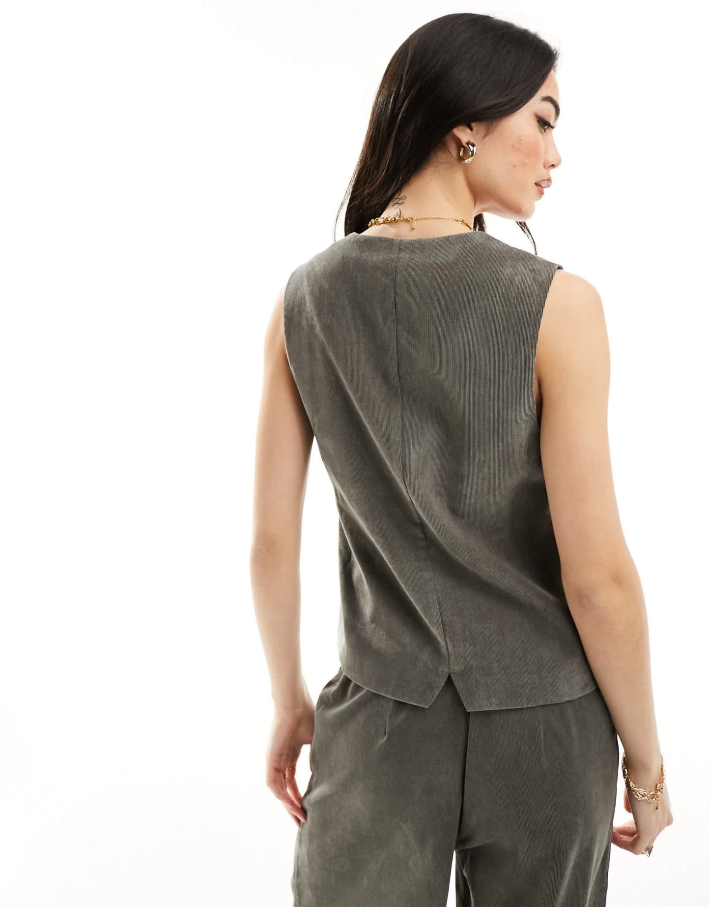 ASOS DESIGN cord waistcoat in khaki co - ord - ASOS Sample Sale