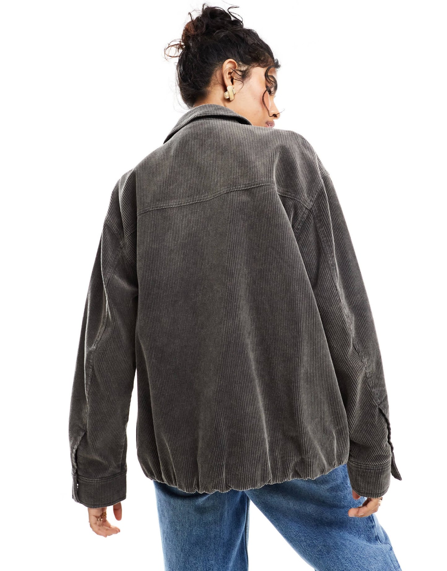 ASOS DESIGN cord washed harrington jacket in charcoal - ASOS Sample Sale