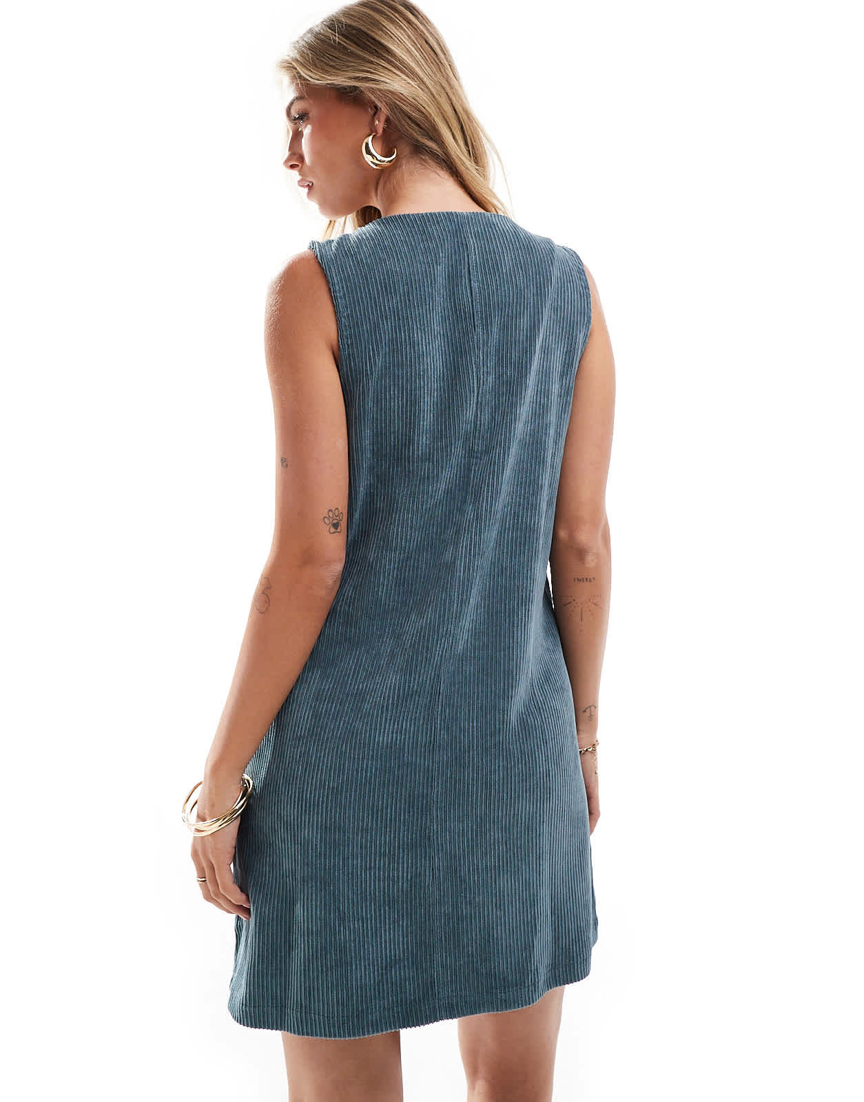 ASOS DESIGN cord zip through mini dress in slate blue - ASOS Sample Sale
