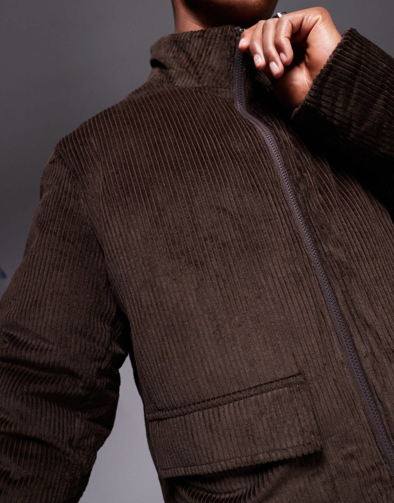 ASOS DESIGN corduroy puffer jacket in brown - ASOS Sample Sale