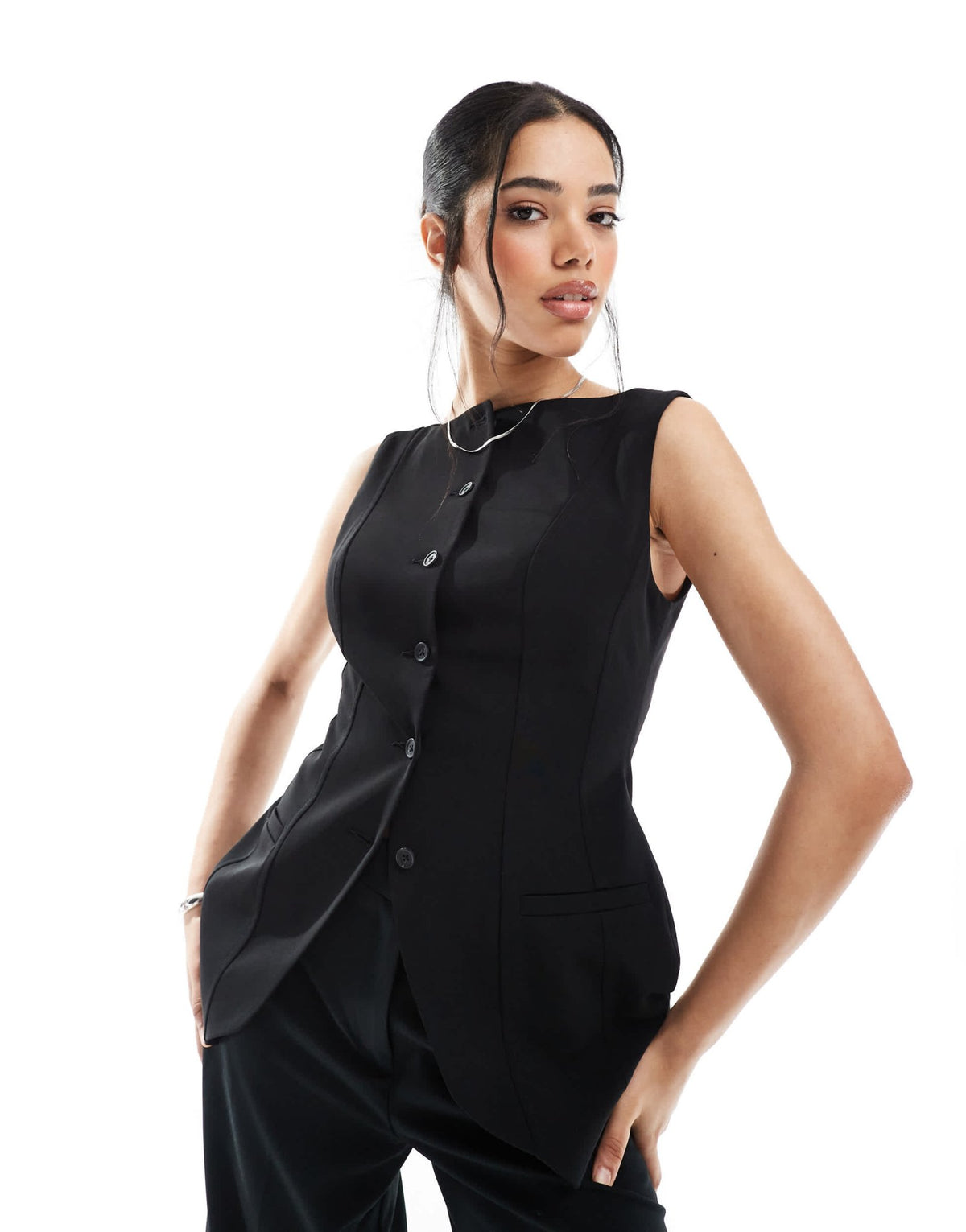 ASOS DESIGN corset boat neck waistcoat in black - ASOS Sample Sale