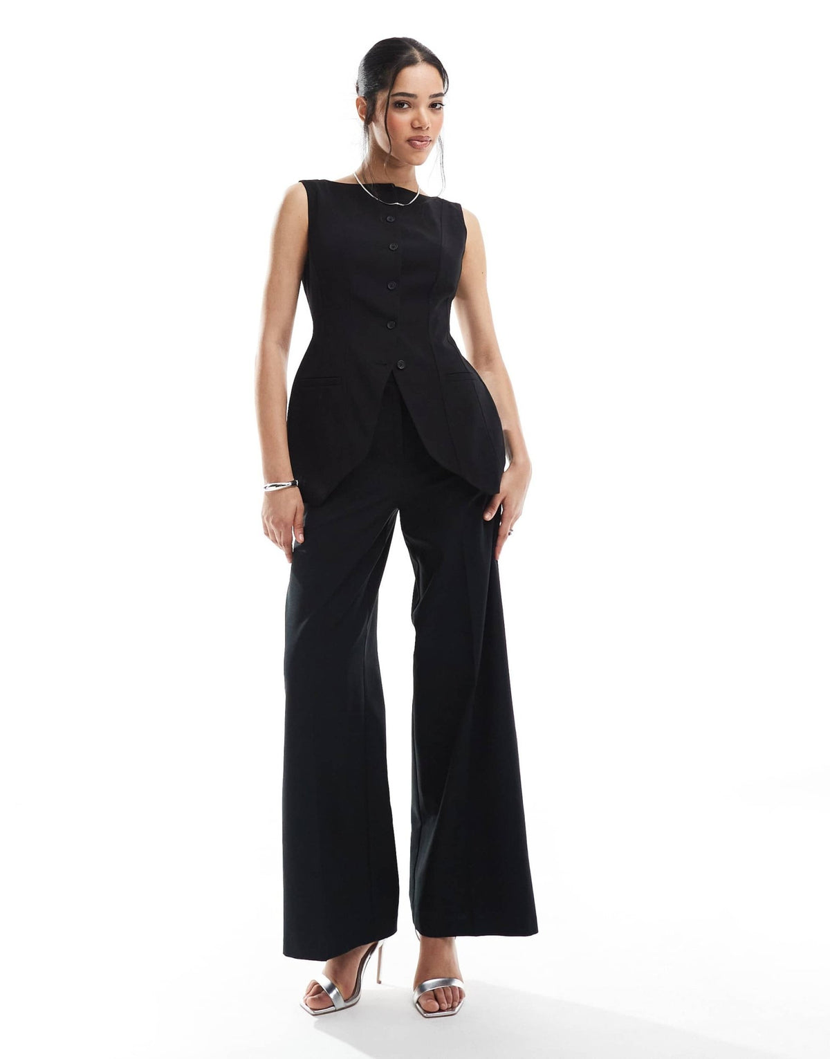 ASOS DESIGN corset boat neck waistcoat in black - ASOS Sample Sale