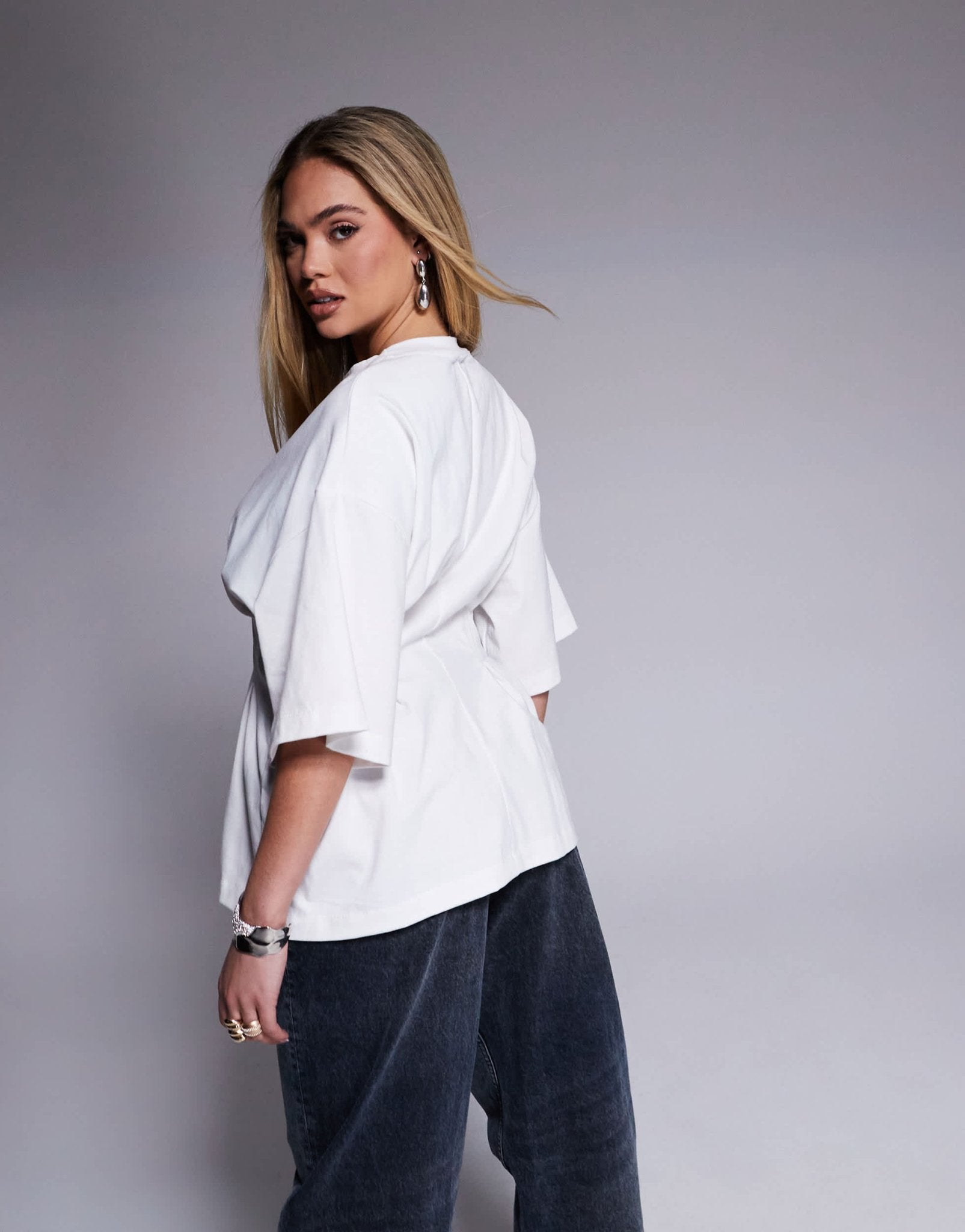 ASOS DESIGN corset pleat waist t-shirt in white - ASOS Sample Sale