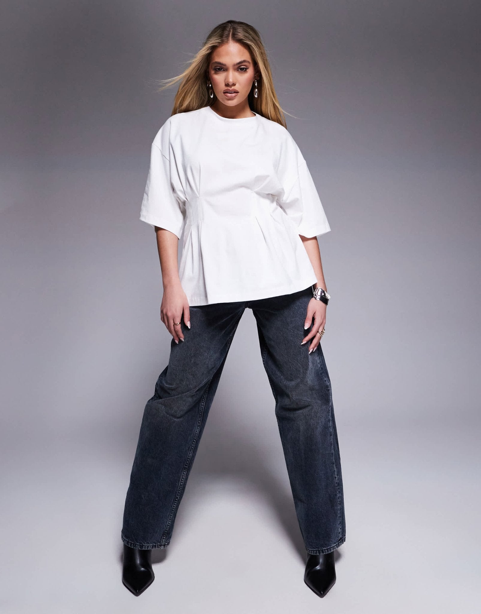 ASOS DESIGN corset pleat waist t-shirt in white - ASOS Sample Sale