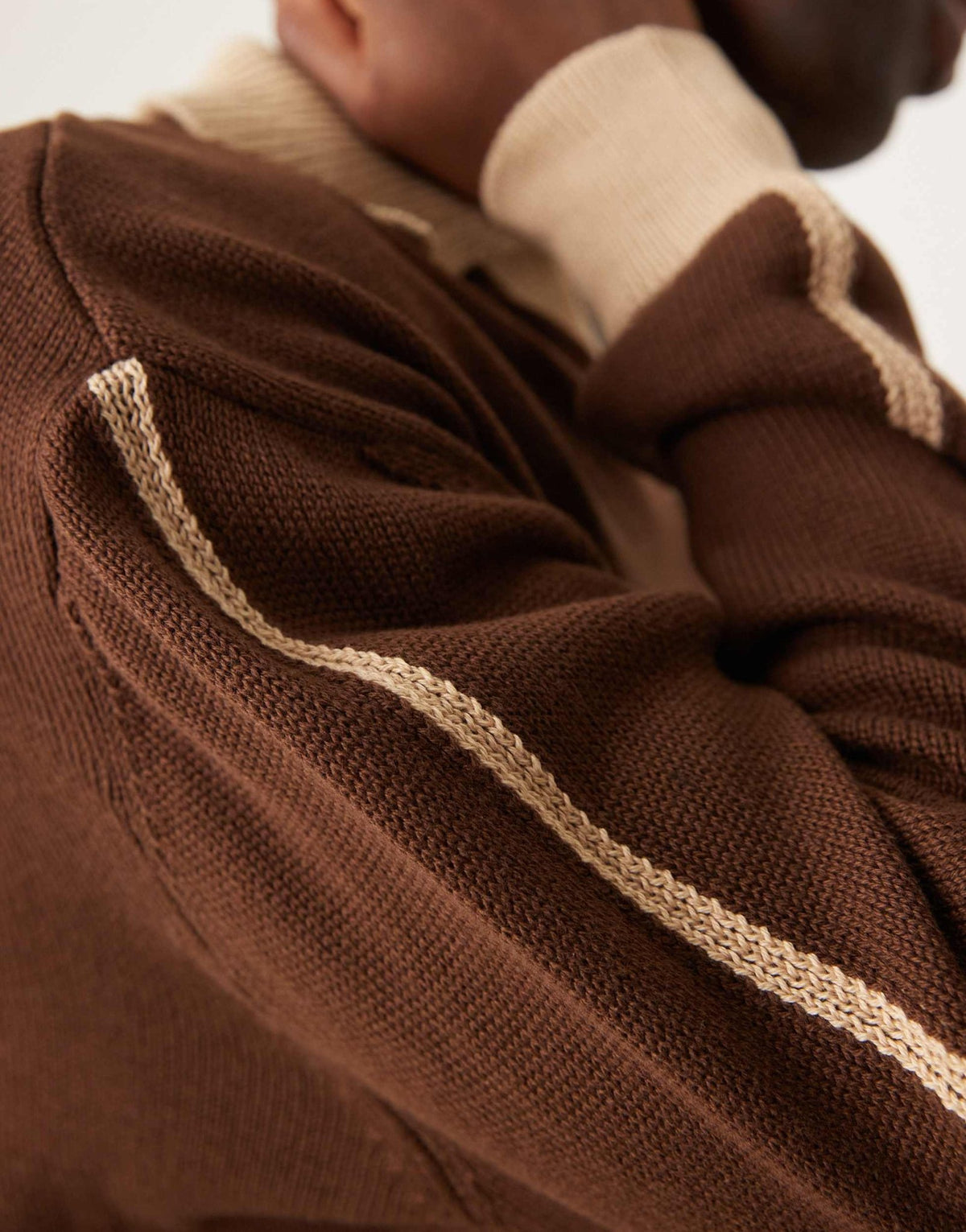 ASOS DESIGN cotton blend knitted jumper with contrast collar and cuff in beige and brown - ASOS Sample Sale