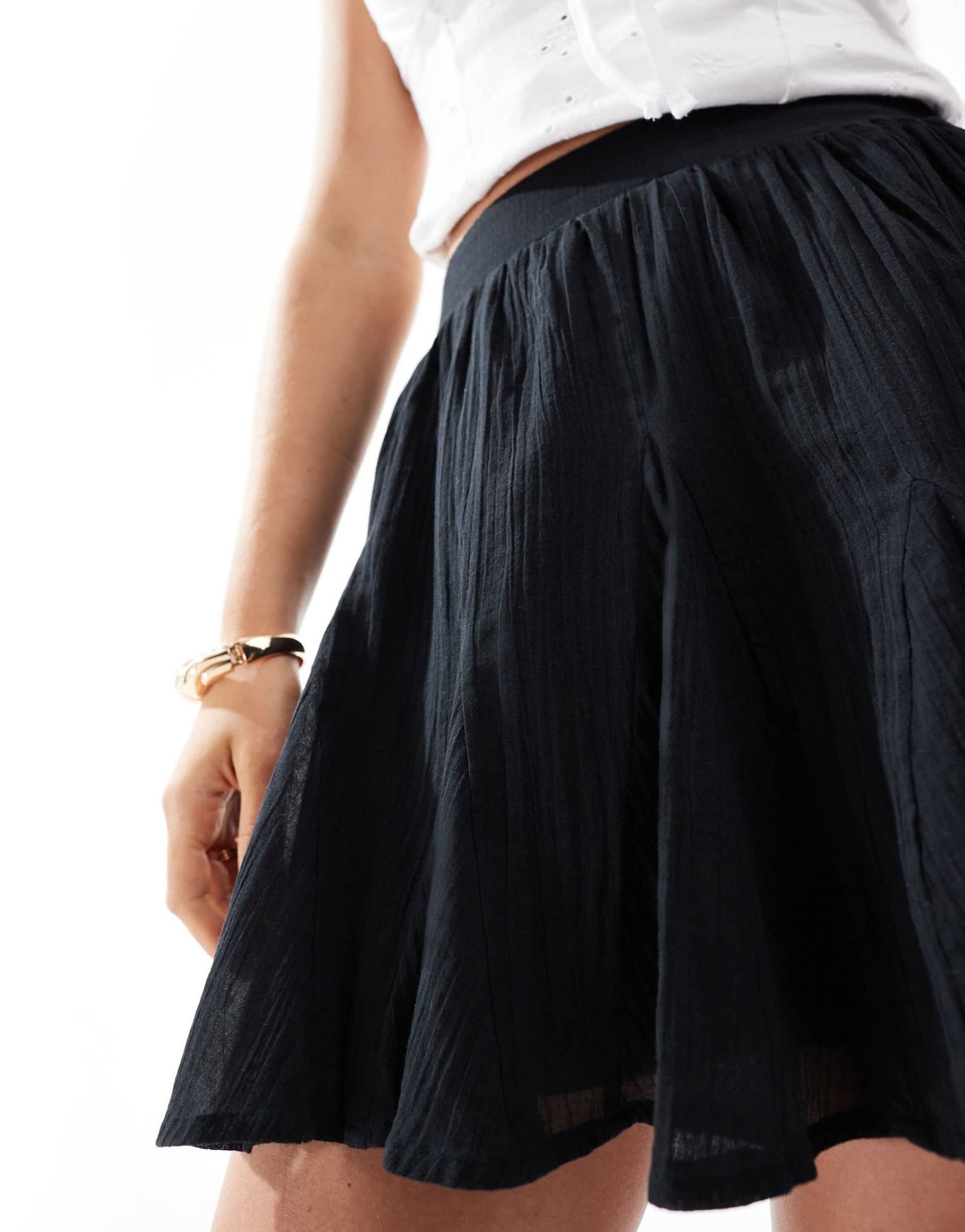 ASOS DESIGN cotton godet mini skirt in black - ASOS Sample Sale