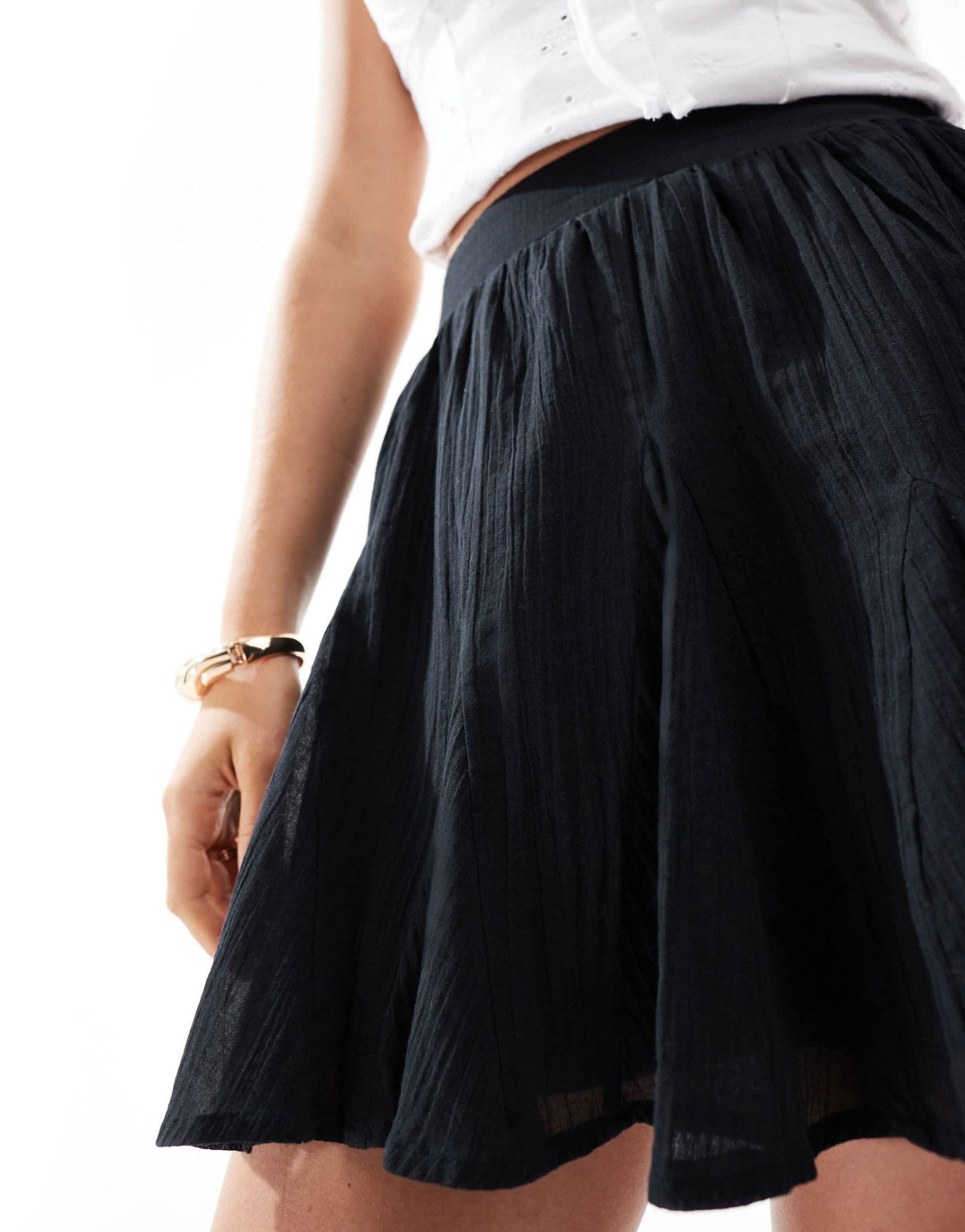 ASOS DESIGN cotton godet mini skirt in black - ASOS Sample Sale