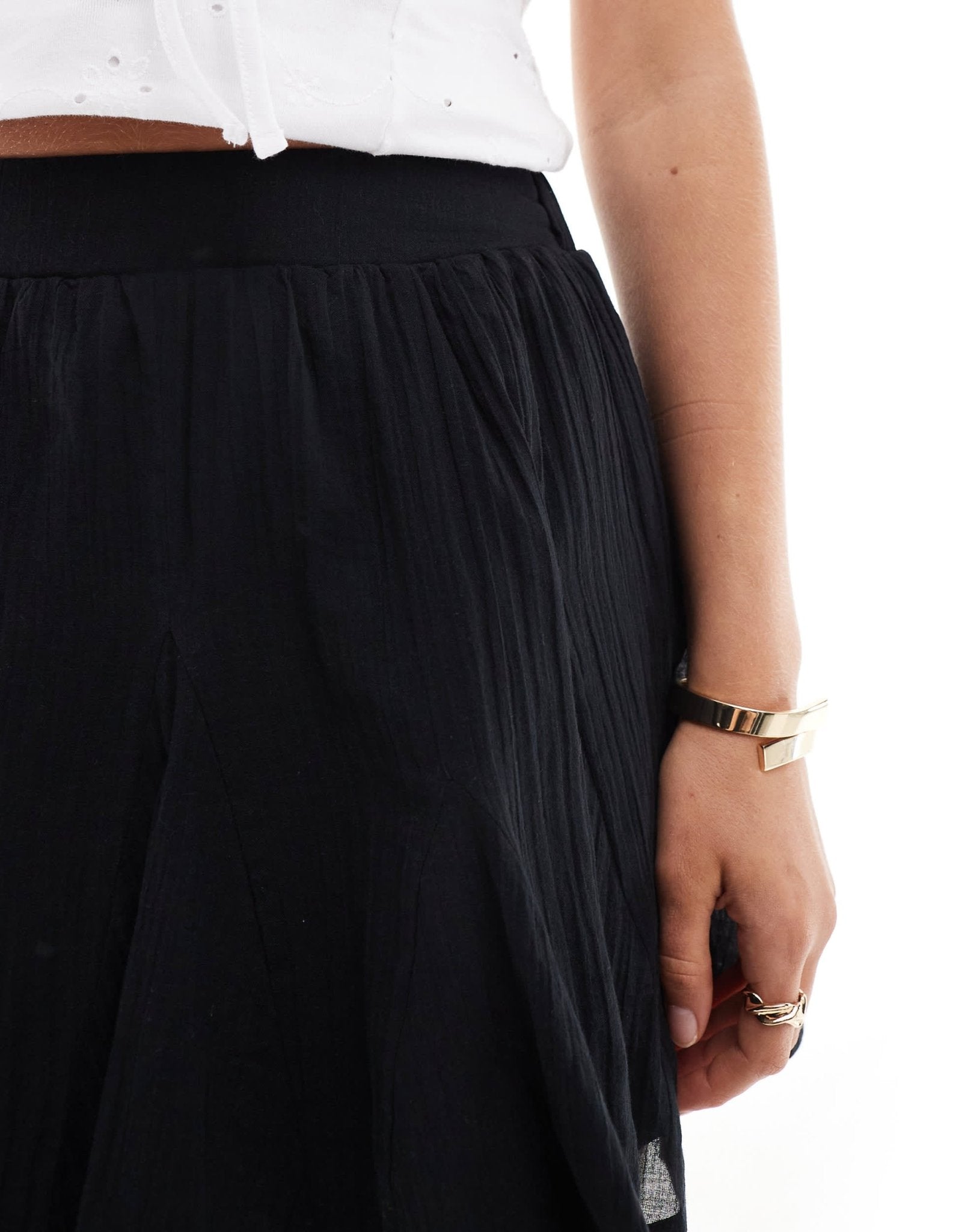 ASOS DESIGN cotton godet mini skirt in black - ASOS Sample Sale