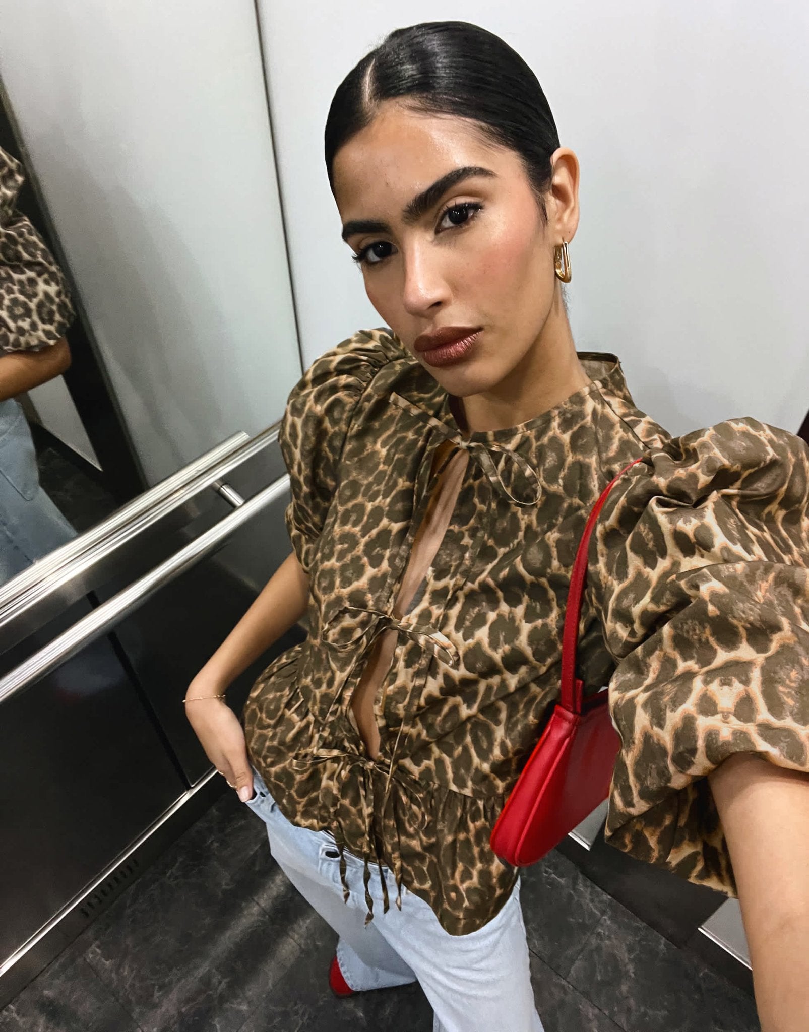 ASOS DESIGN cotton poplin peplum tie shirt top in leopard print - ASOS Sample Sale