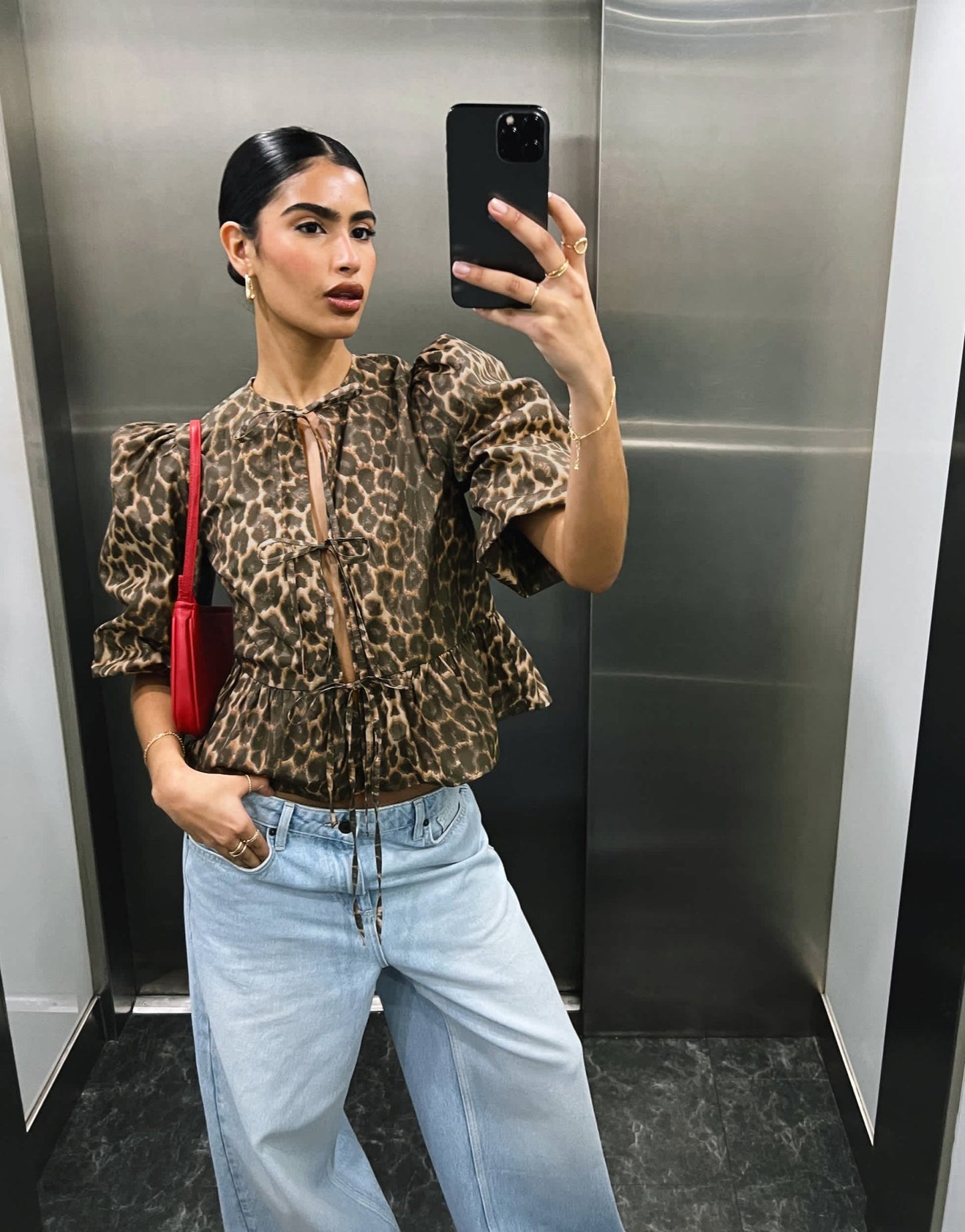 ASOS DESIGN cotton poplin peplum tie shirt top in leopard print - ASOS Sample Sale