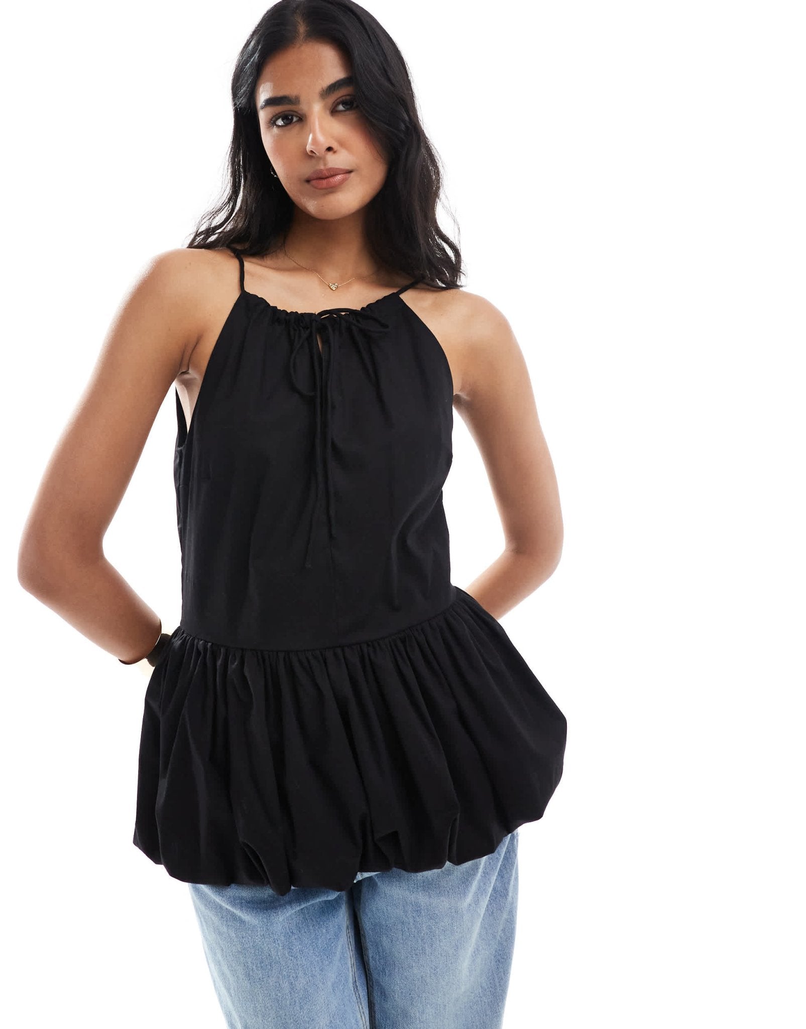 ASOS DESIGN cotton puff sleeve smock top in burgundy - ASOS Sample Sale