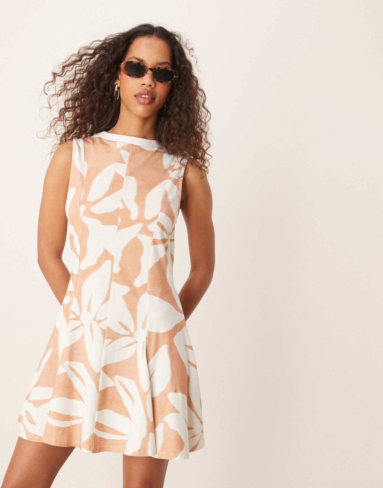 ASOS Design cotton sleeveless midi sundress in pink and white oversized floral print - ASOS Sample Sale