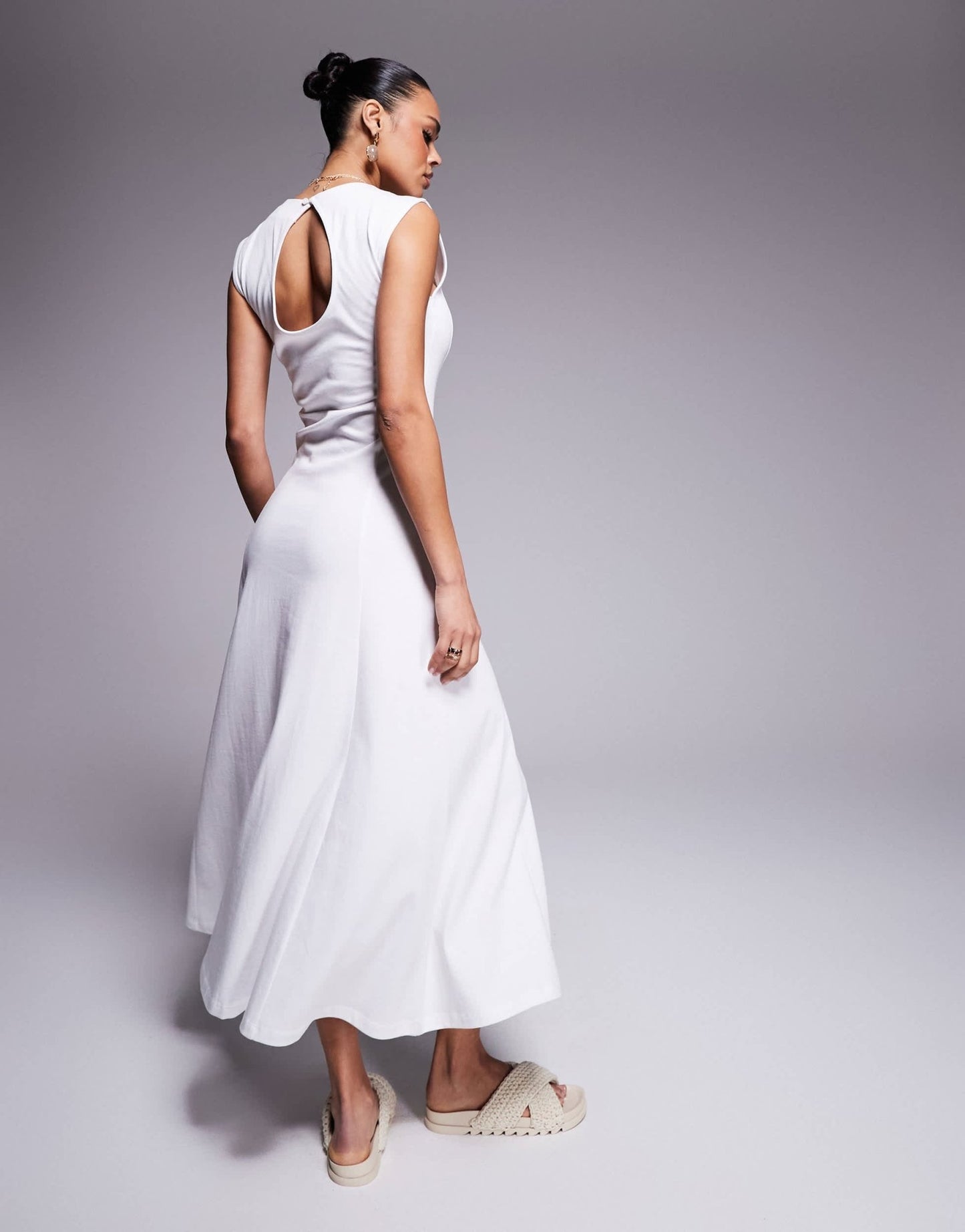 ASOS Design cotton sleeveless midi sundress in white - ASOS Sample Sale