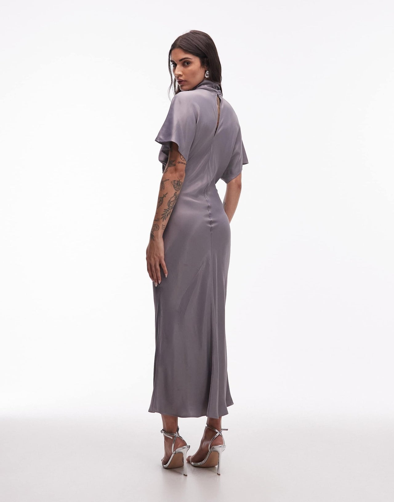 ASOS DESIGN cowl neck bias satin maxi dress in grey - ASOS Sample Sale