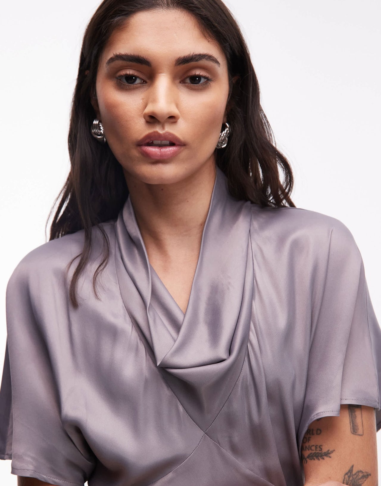 ASOS DESIGN cowl neck bias satin maxi dress in grey - ASOS Sample Sale