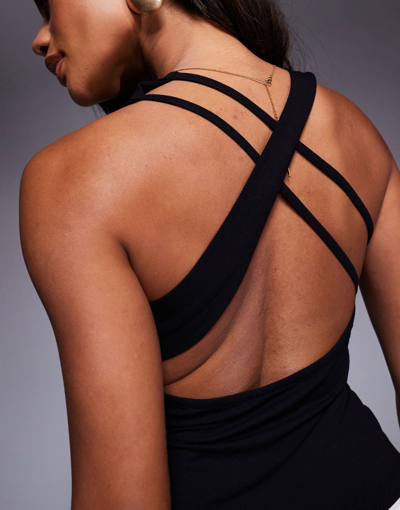 ASOS DESIGN cowl top with asymmetric back strapping detail in black - ASOS Sample Sale
