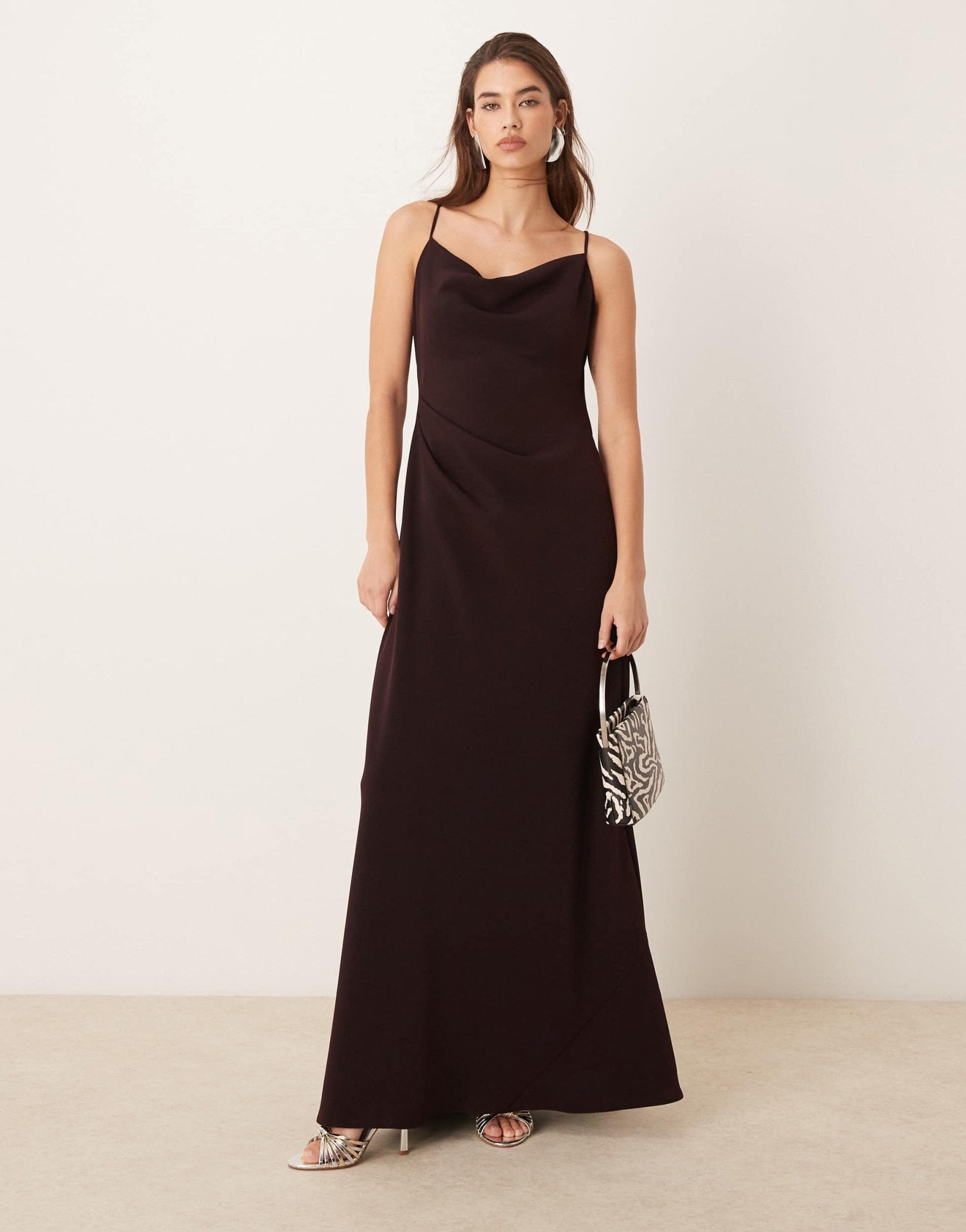ASOS DESIGN crepe cami maxi dress with open back in dark plum - ASOS Sample Sale