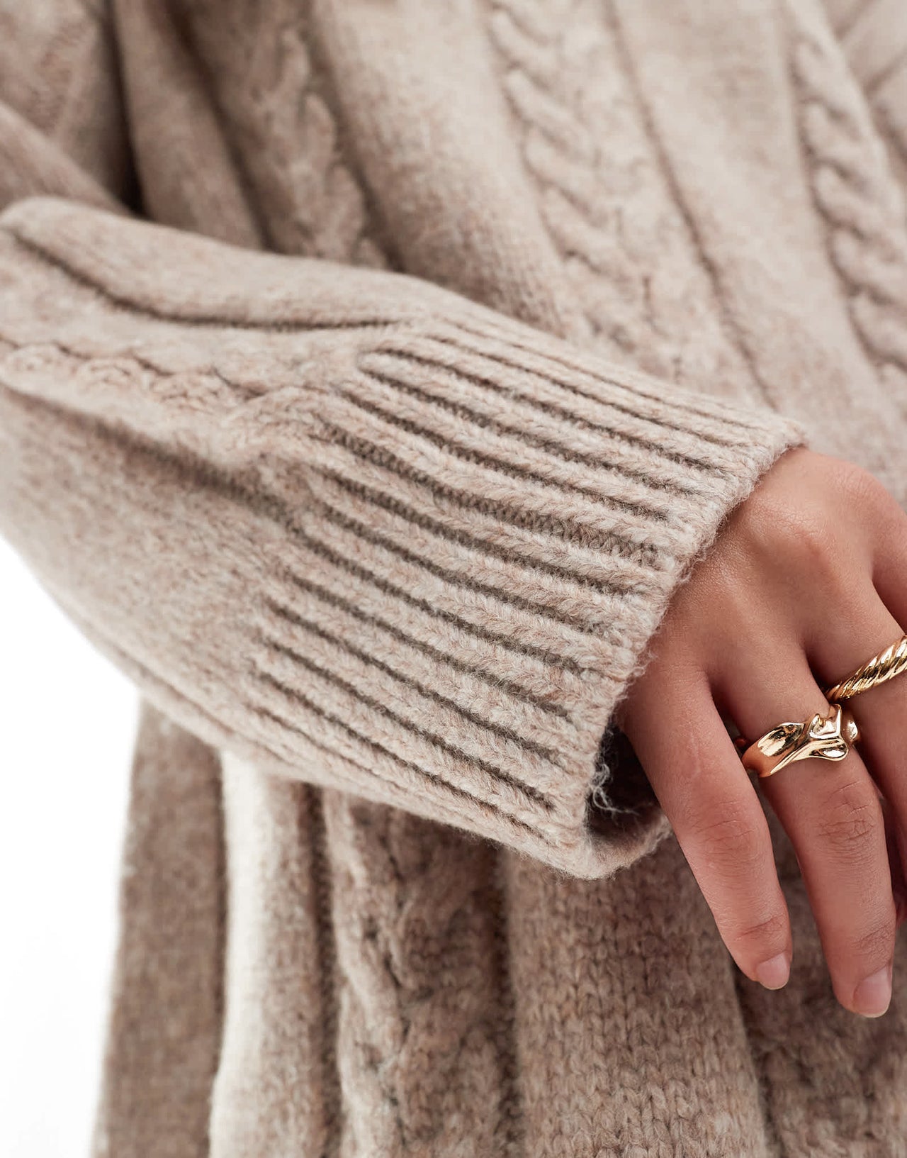 ASOS DESIGN crew neck cable mini dress taupe - ASOS Sample Sale