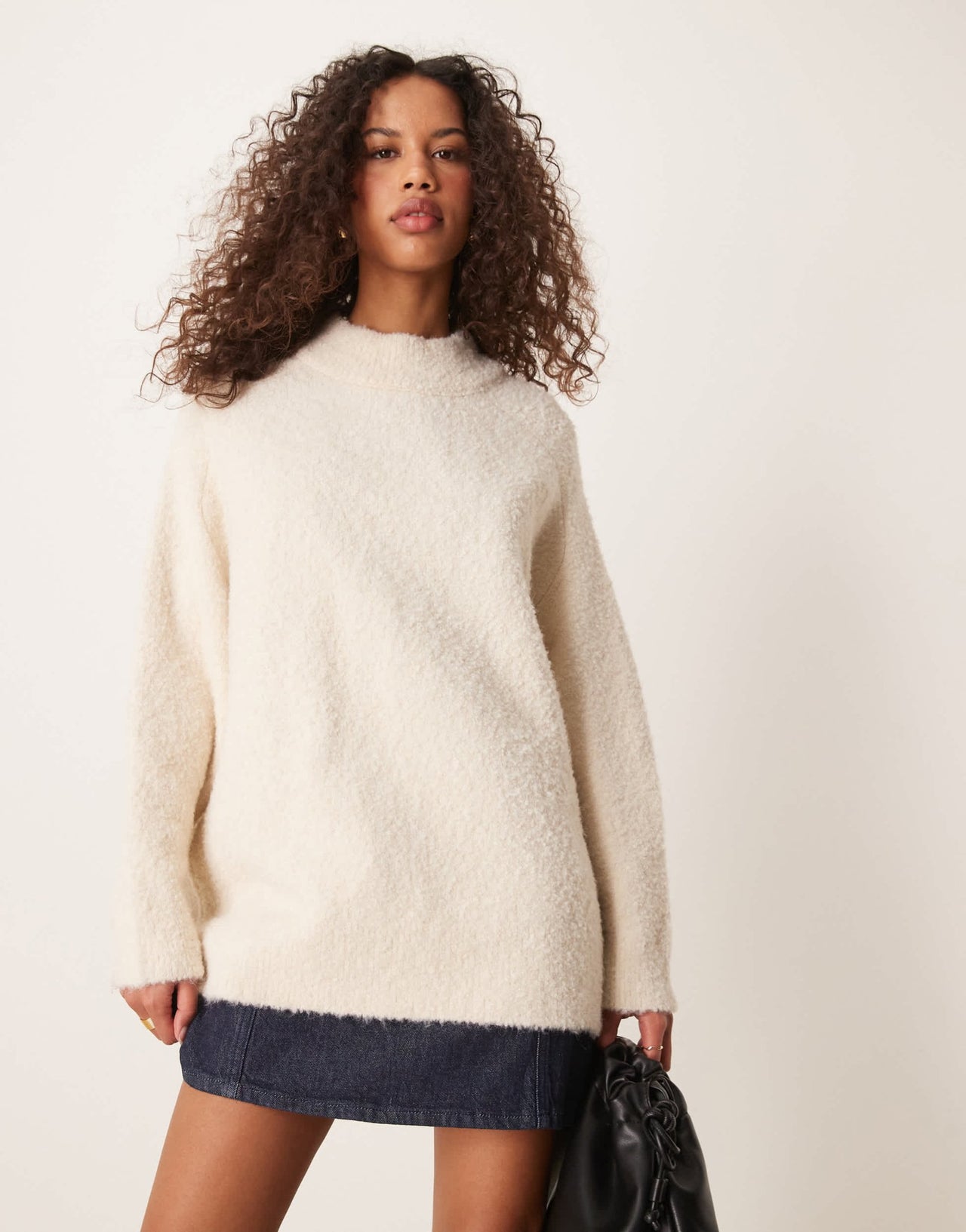 ASOS DESIGN crew neck oversized boucle jumper in cream - ASOS Sample Sale