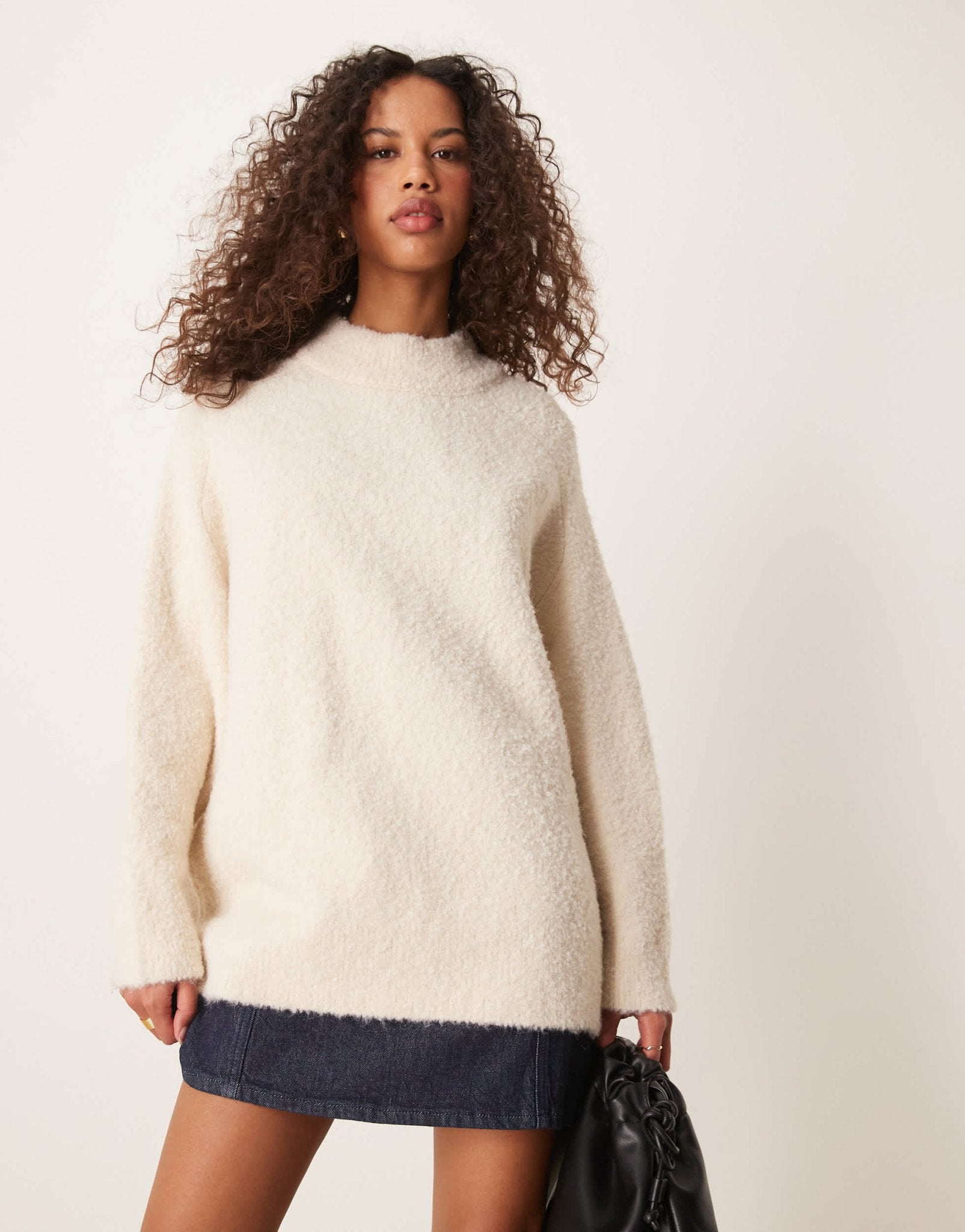ASOS DESIGN crew neck oversized boucle jumper in cream - ASOS Sample Sale
