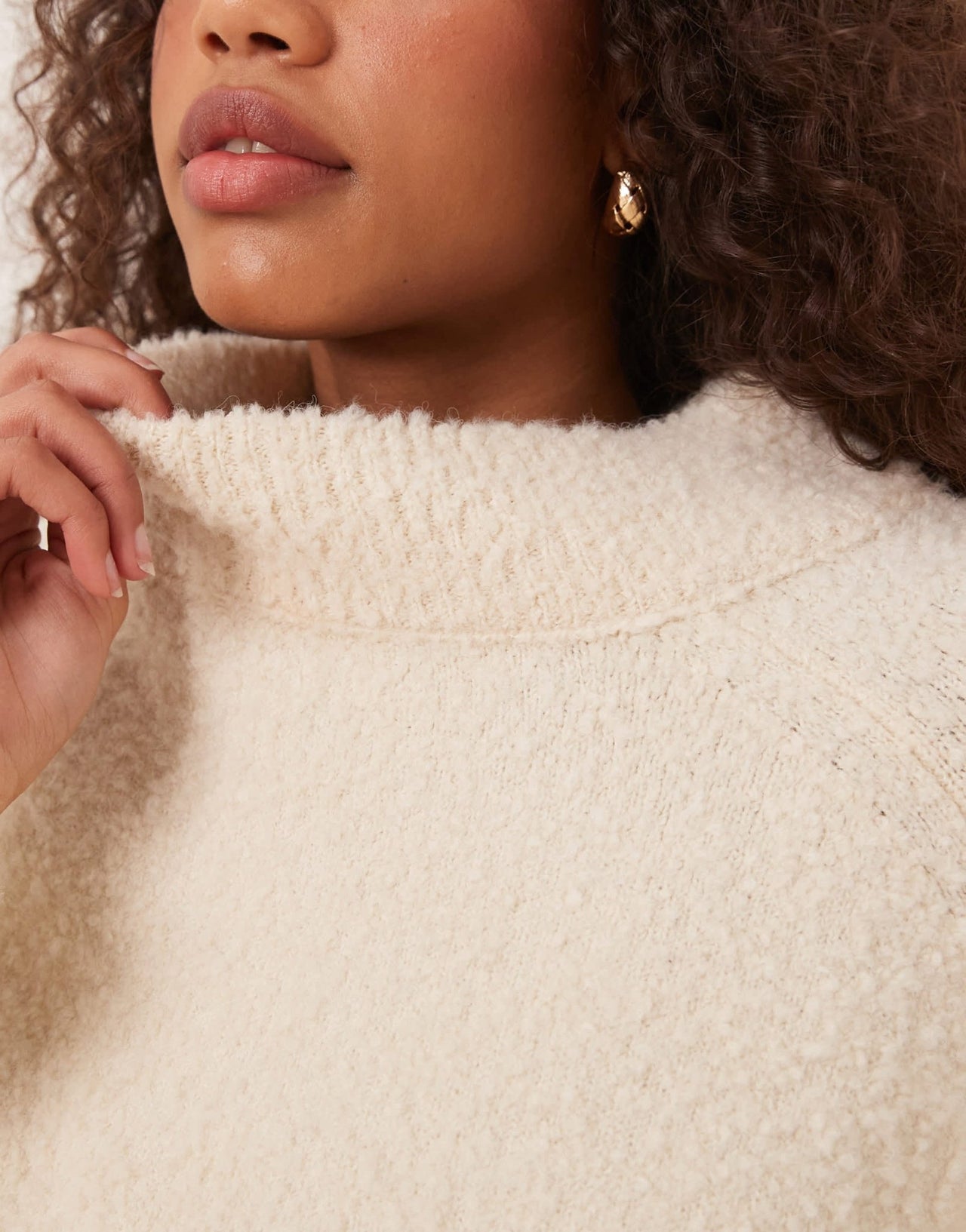 ASOS DESIGN crew neck oversized boucle jumper in cream - ASOS Sample Sale