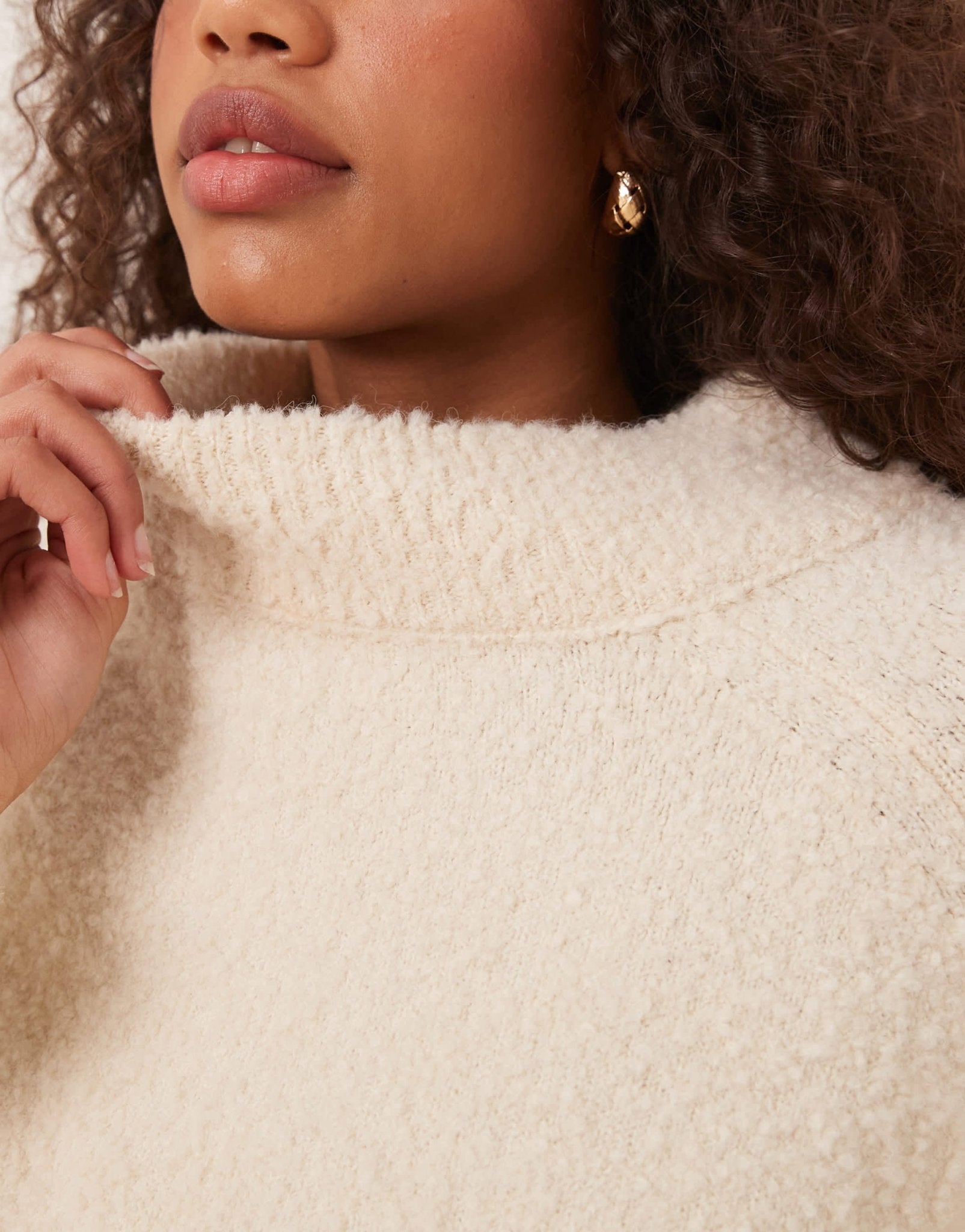 ASOS DESIGN crew neck oversized boucle jumper in cream - ASOS Sample Sale