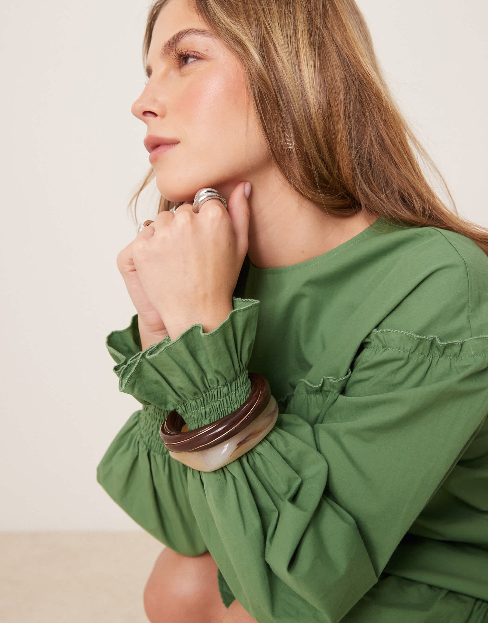 ASOS DESIGN crew neck poplin mini dress in green - ASOS Sample Sale