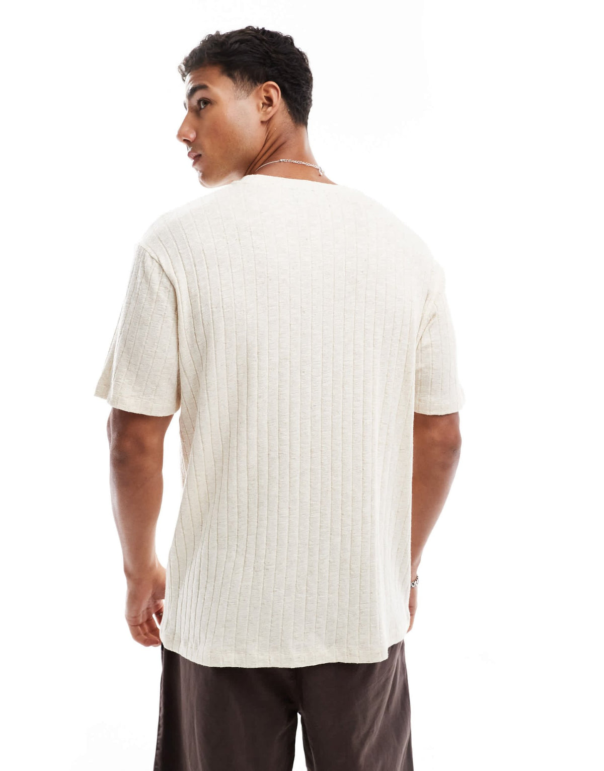 ASOS DESIGN crew neck t-shirt in beige linen look - ASOS Sample Sale