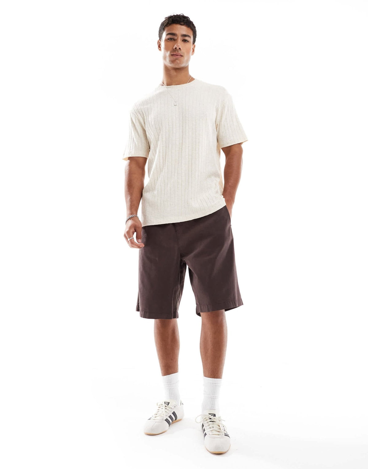 ASOS DESIGN crew neck t-shirt in beige linen look - ASOS Sample Sale
