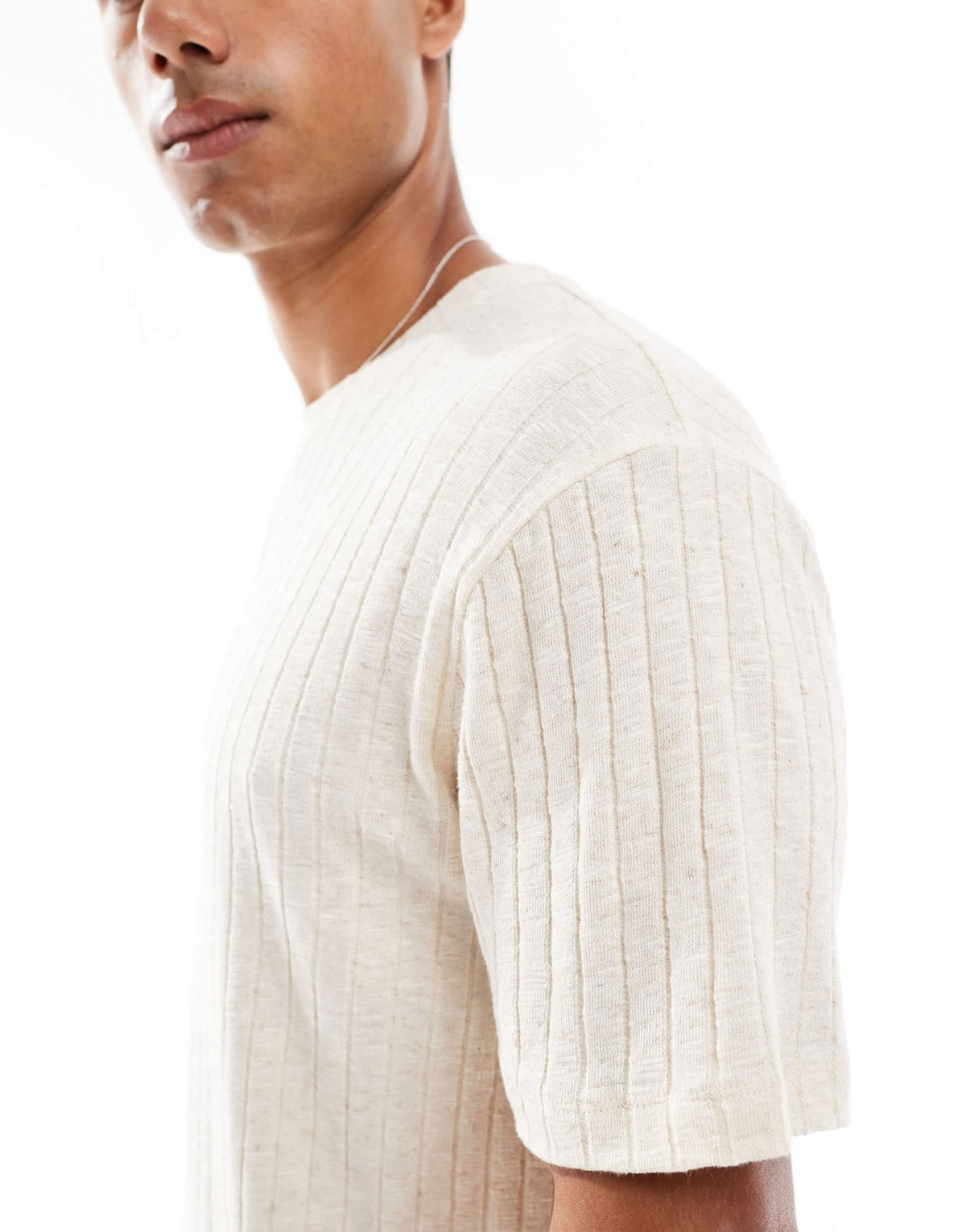 ASOS DESIGN crew neck t-shirt in beige linen look - ASOS Sample Sale