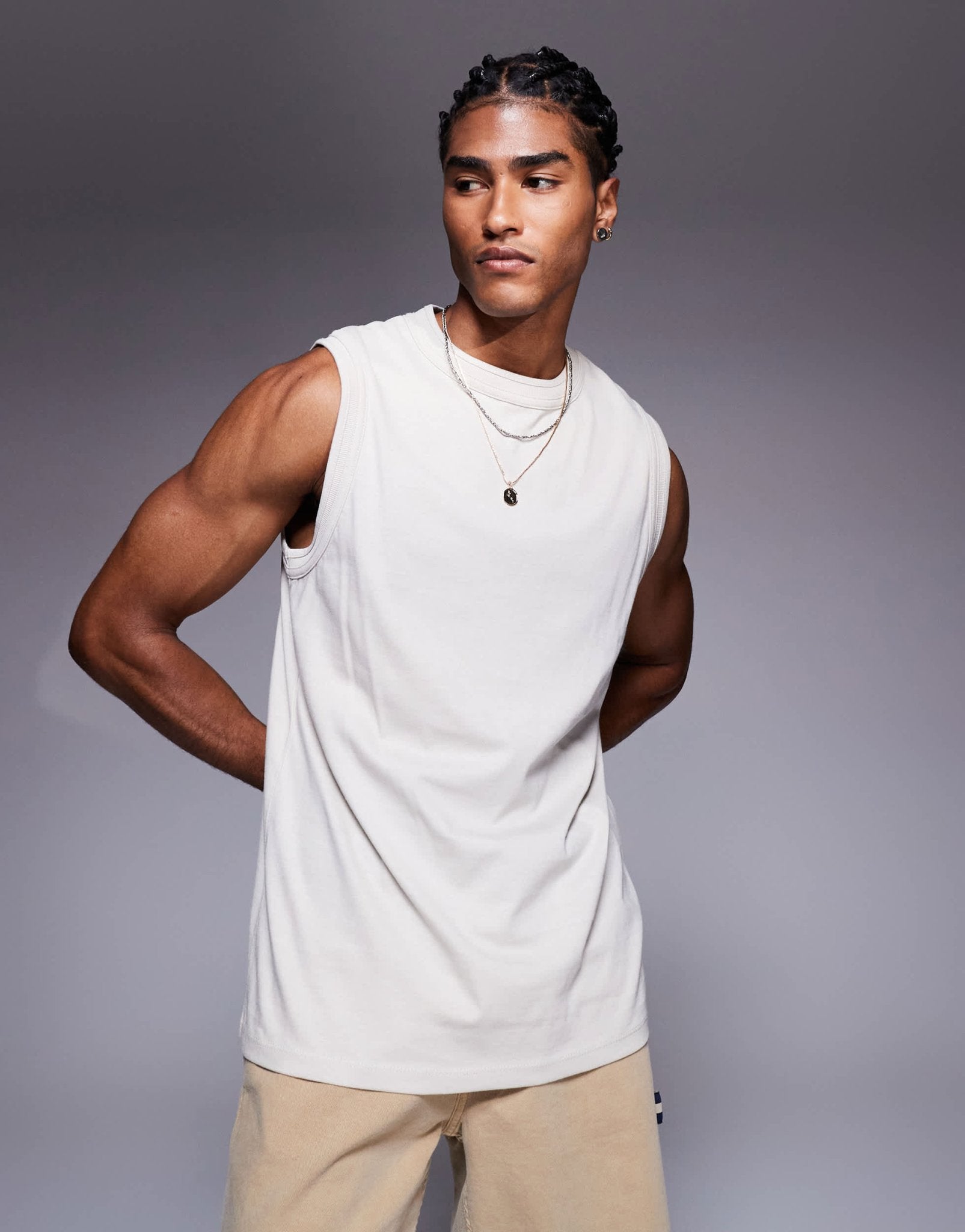 ASOS DESIGN crew neck tank in stone - ASOS Sample Sale