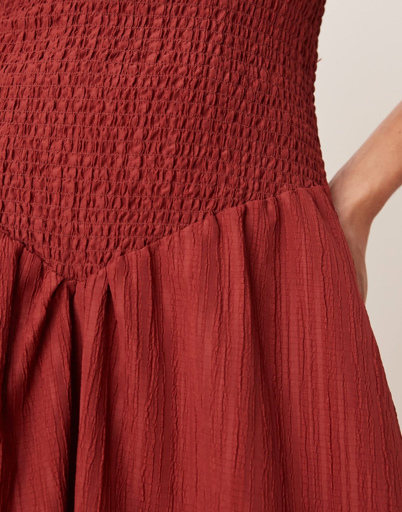 ASOS DESIGN crinkle bandeau maxi dress in burgundy - ASOS Sample Sale