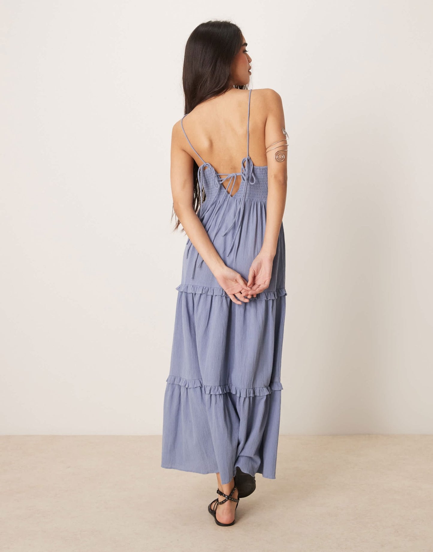 ASOS DESIGN crinkle cami maxi dress in boyfriend blue - ASOS Sample Sale