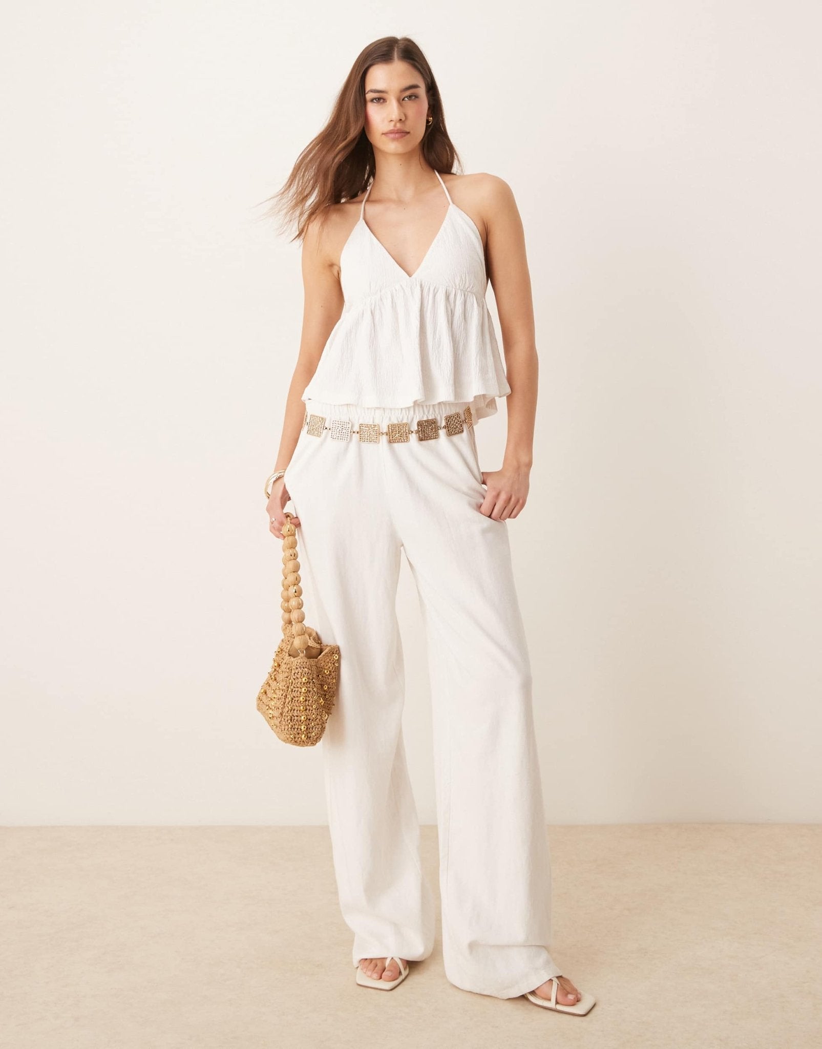 ASOS DESIGN crinkle cami top in ivory - ASOS Sample Sale