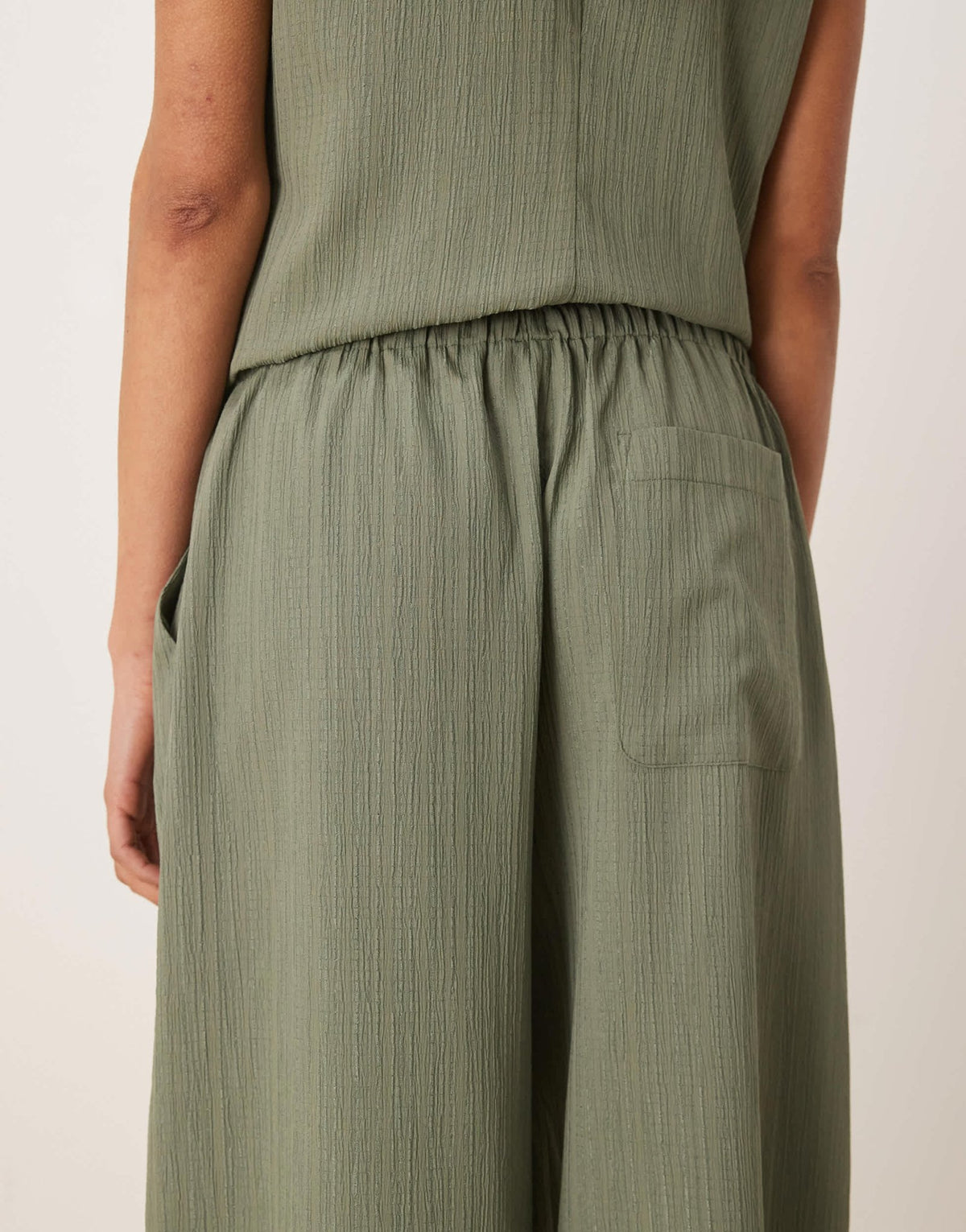 ASOS DESIGN crinkle palazzo trousers co-ord in olive - ASOS Sample Sale